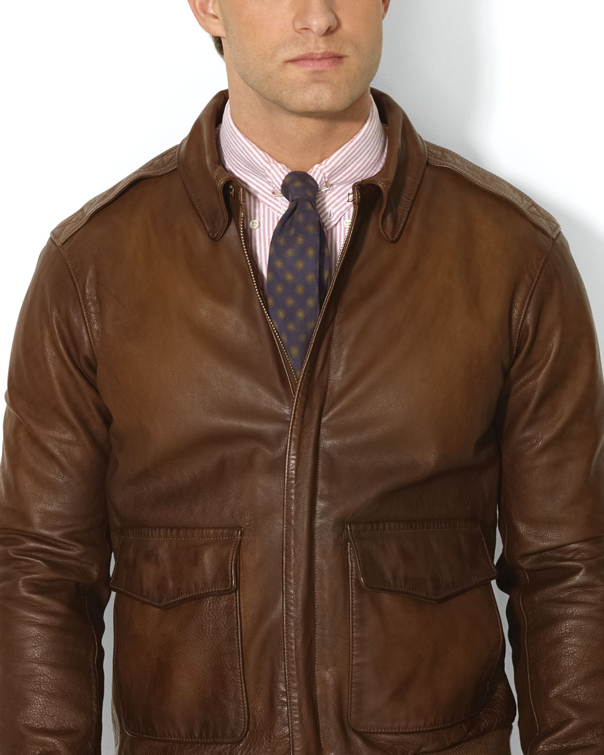 polo bomber leather jacket