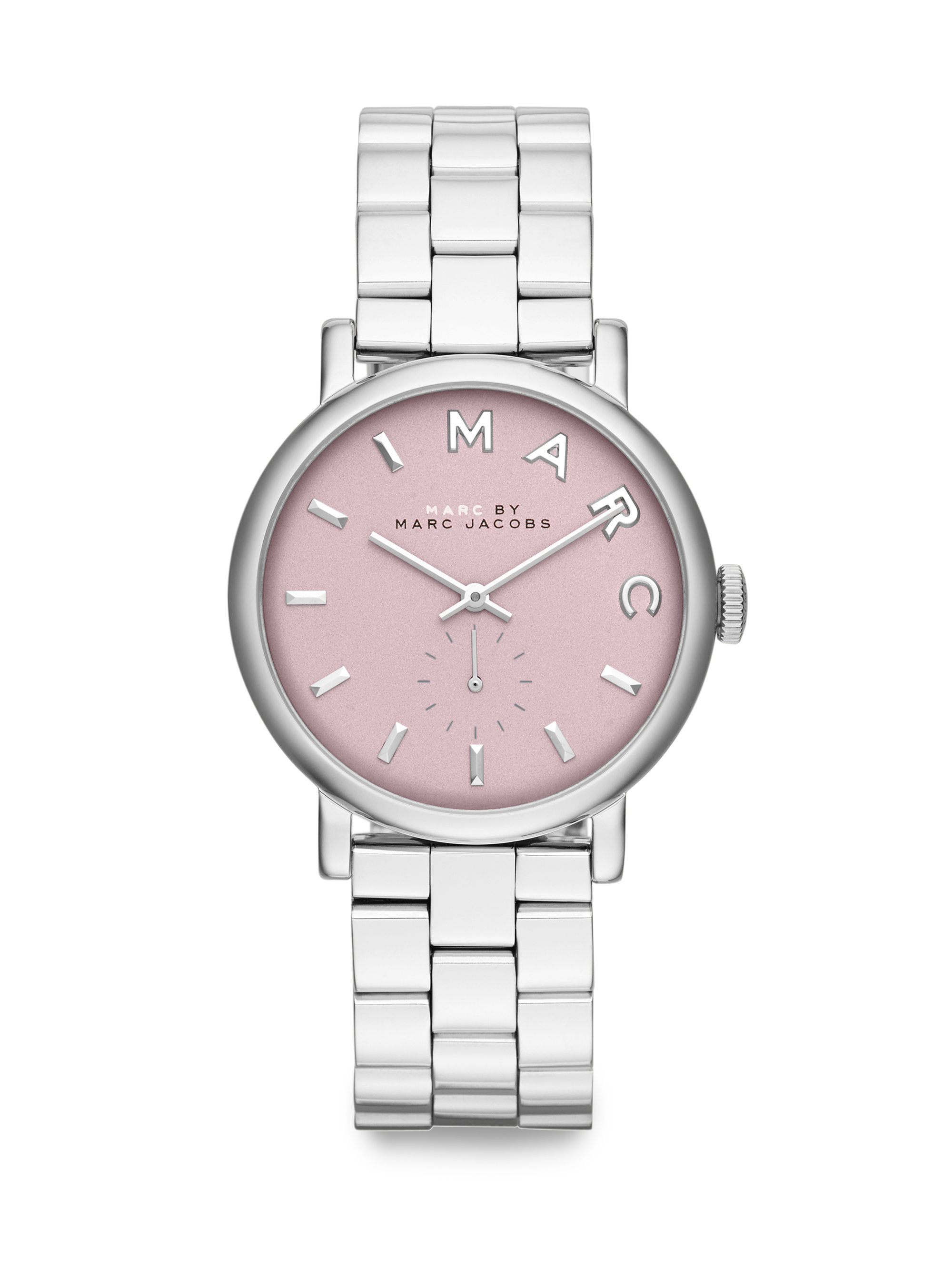 Marc By Marc Jacobs Pinkdial Stainless Steel Link Bracelet Watch in Silver- Pink (Metallic) - Lyst