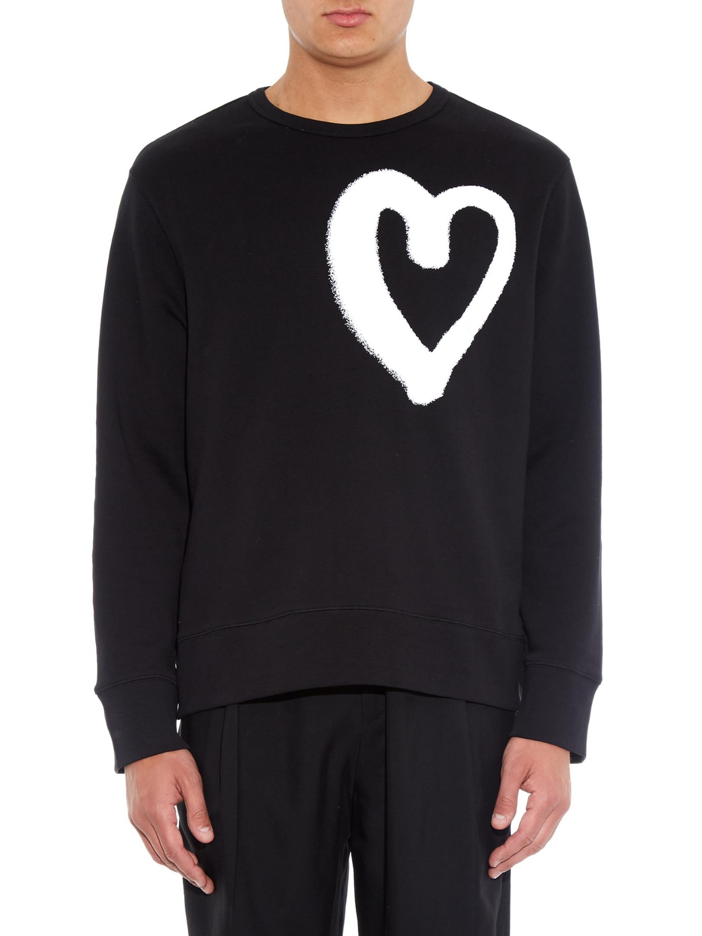 Acne Studios 'campus' Heart Print Sweatshirt in Black for Men