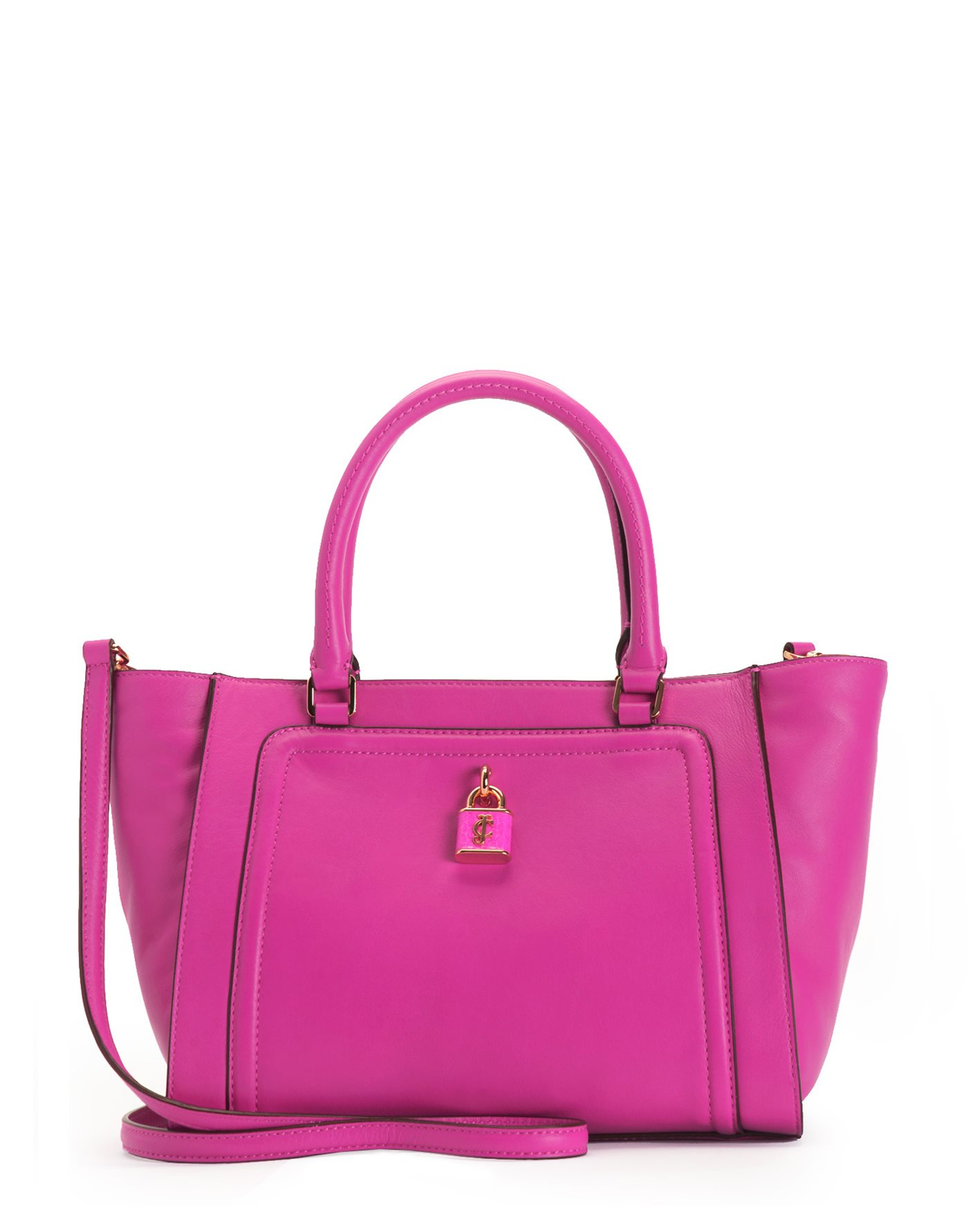 Juicy couture Luxe Locks Leather Satchel in Pink | Lyst