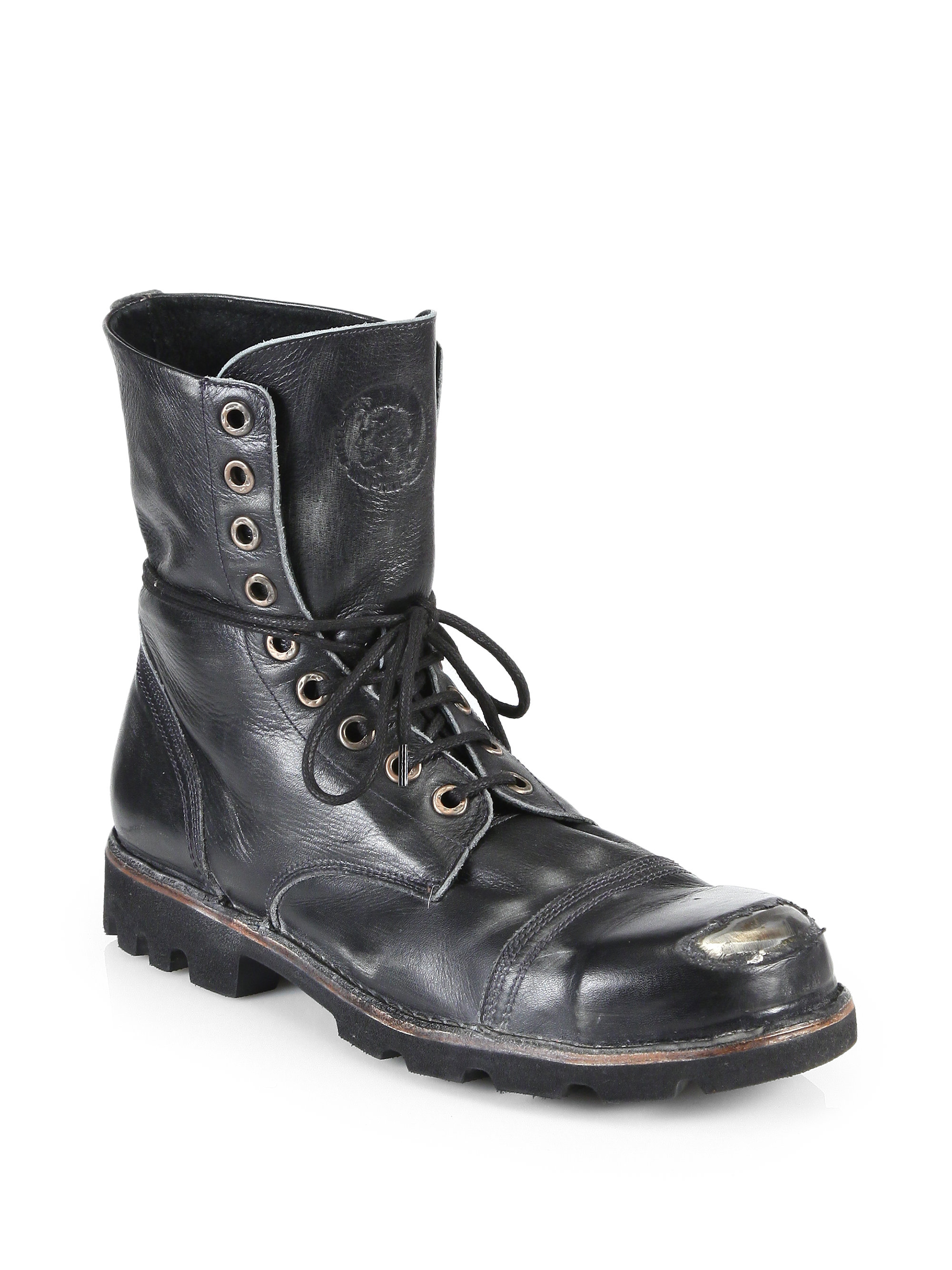 DIESEL Hardkor Steel Lace-up Boots in Black for Men | Lyst