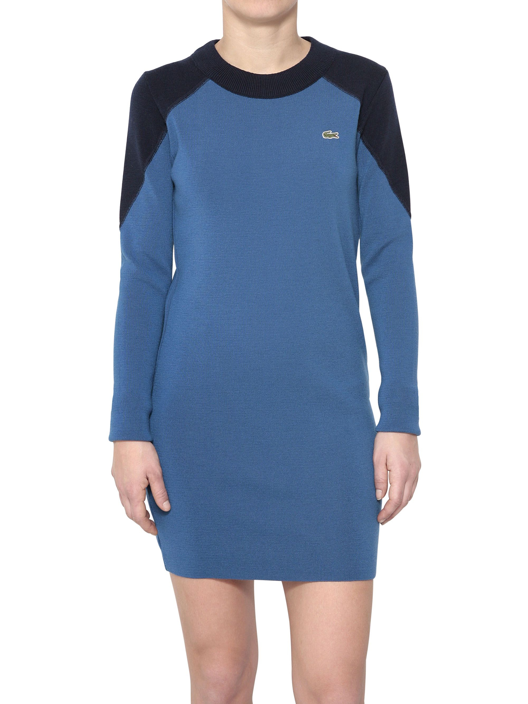 Lacoste Two Tone Jersey Sweater Dress in Blue/Navy (Blue) Lyst