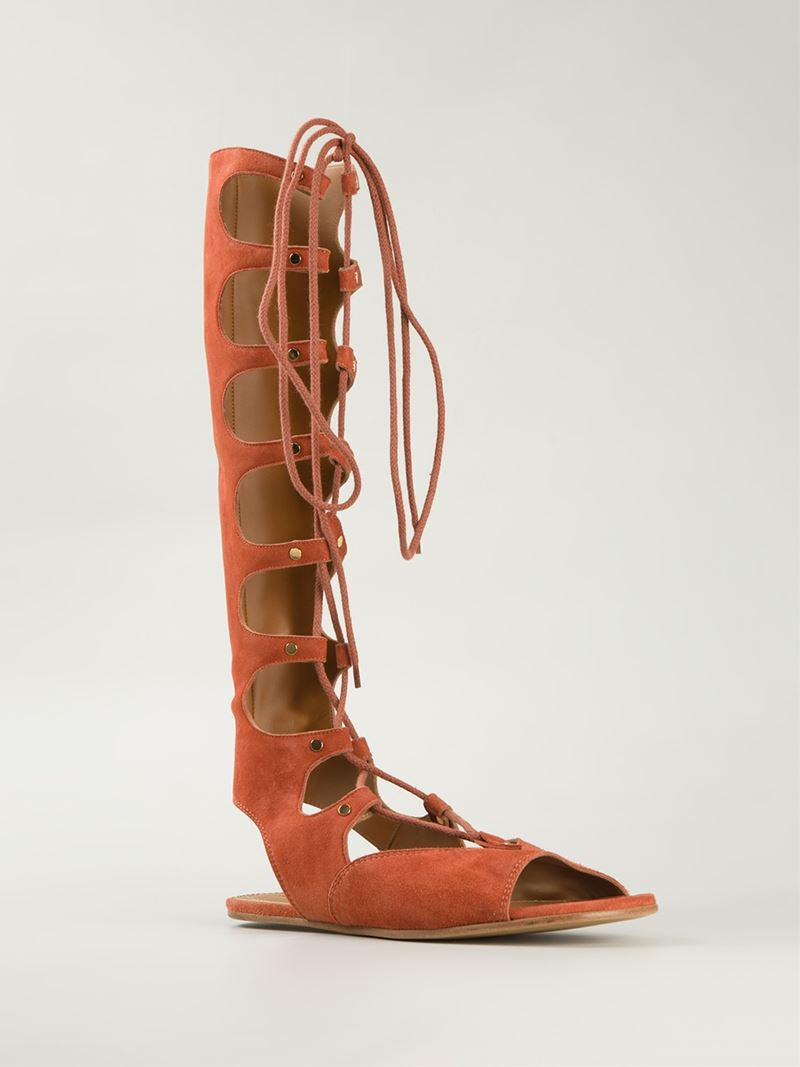 Chloé Knee High Gladiator Sandals in Yellow & Orange (Orange) - Lyst