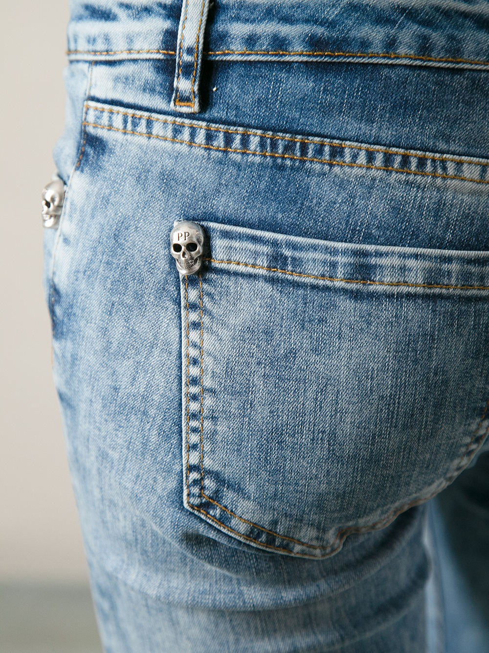 Philipp Plein Skull Detail Jeans in Blue | Lyst