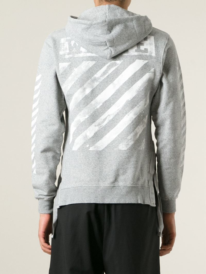 Off-White c/o Virgil Abloh Wave Print Hoodie in Gray for Men | Lyst