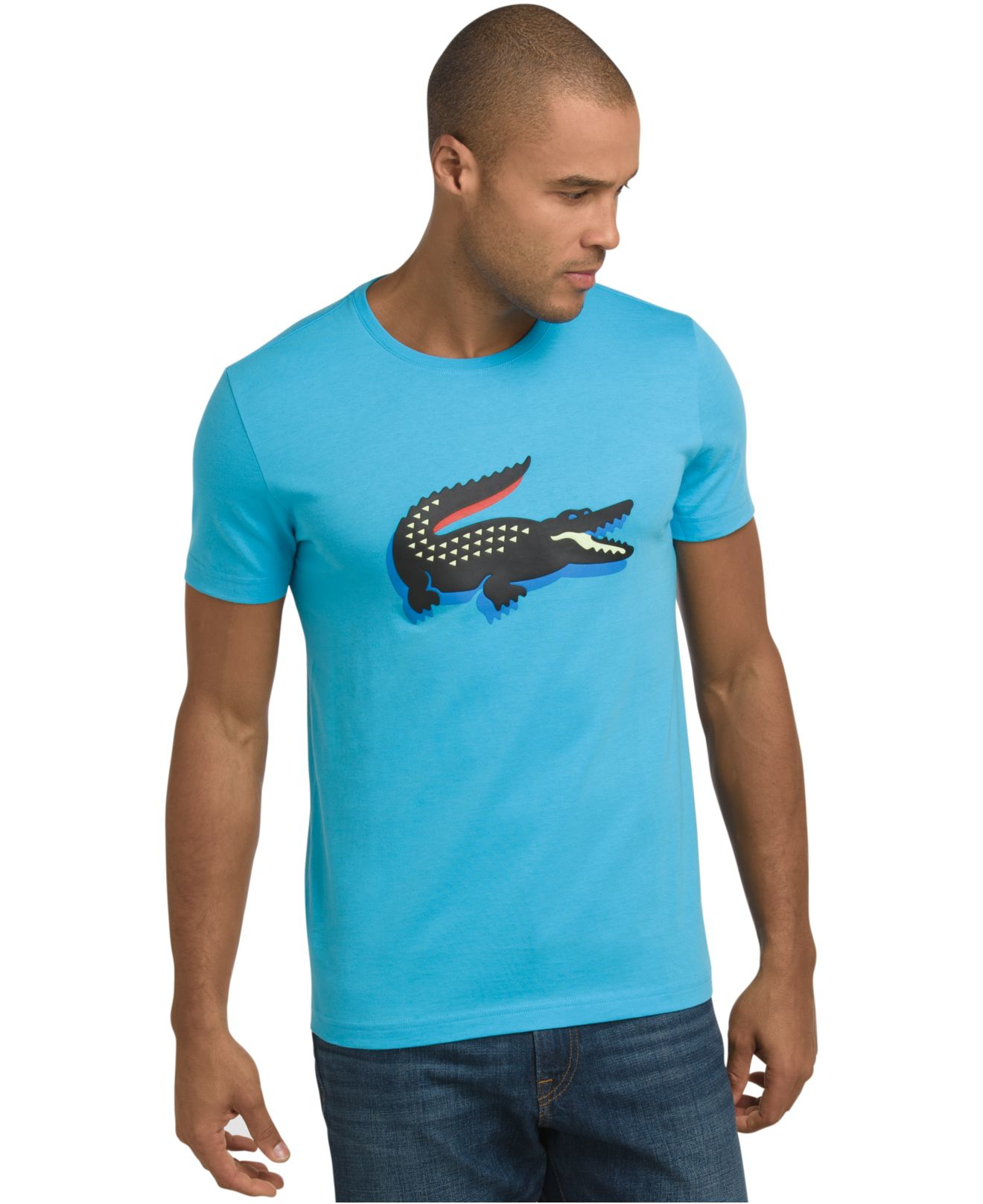 Lacoste Big And Tall "3D" Rubber Crocodile Graphic T-Shirt in Blue for Men  | Lyst