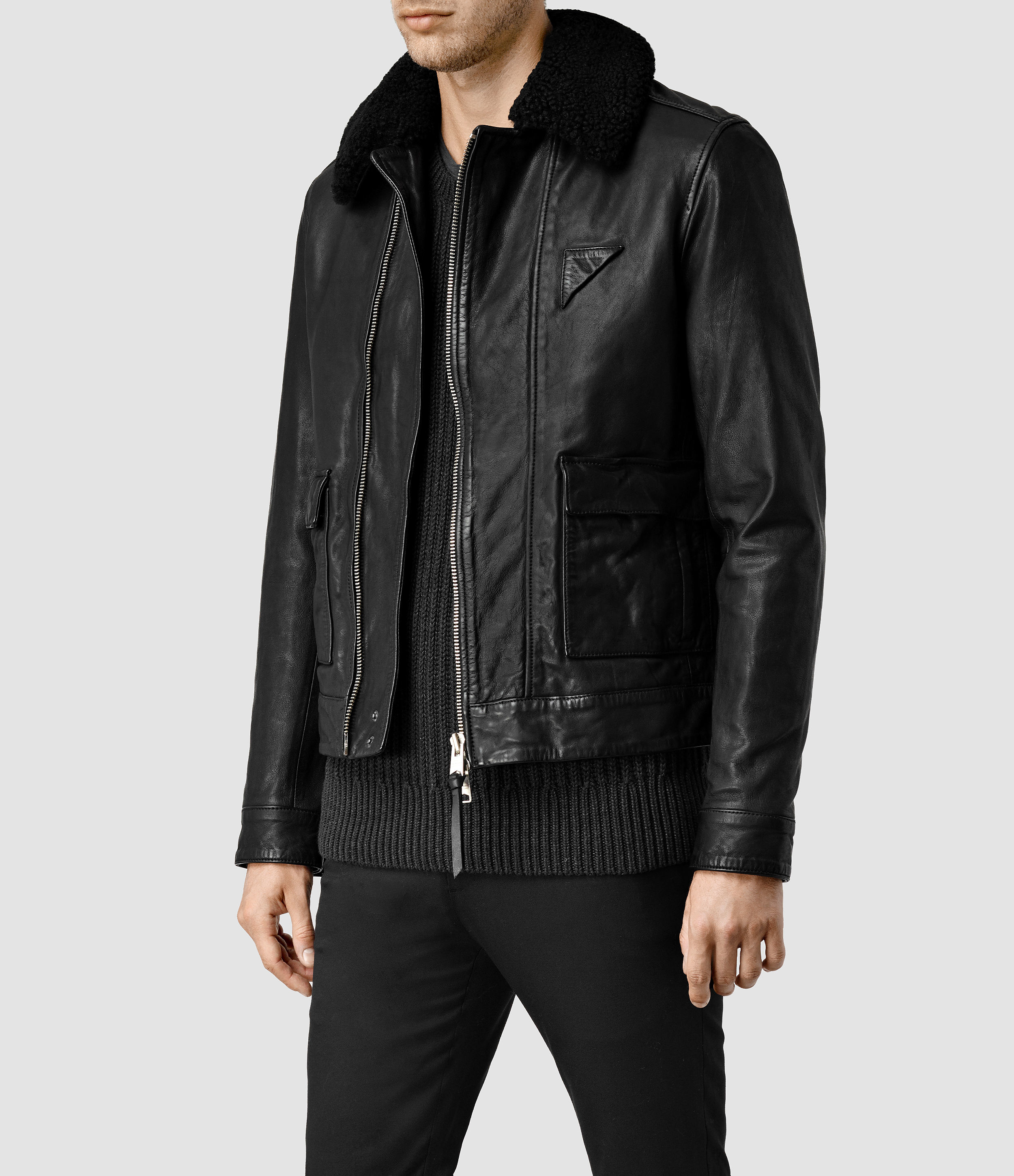 allsaints leather jacket men