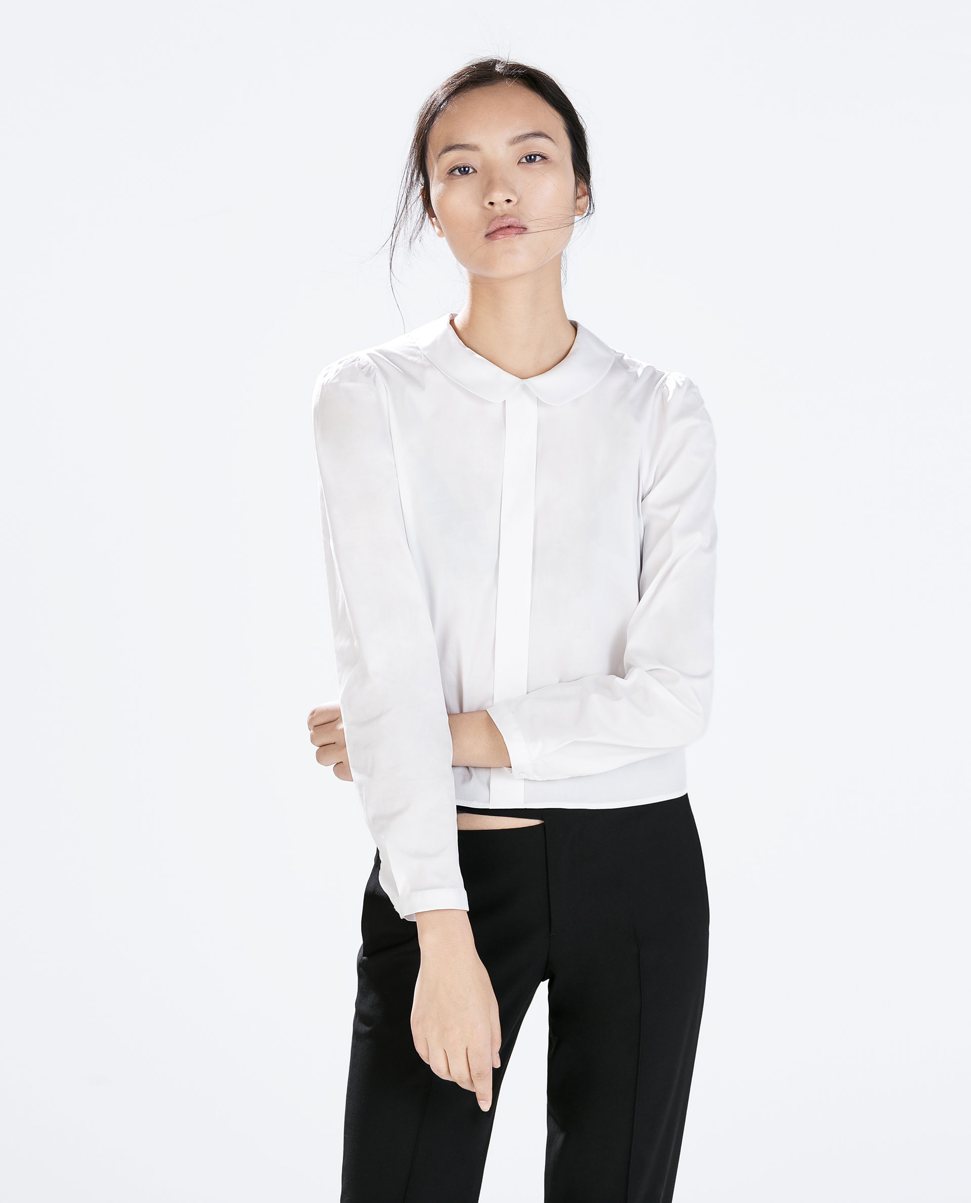 2015-New-Women-Peter-Pan-Collar-shirts-blusas-Jumper-Top