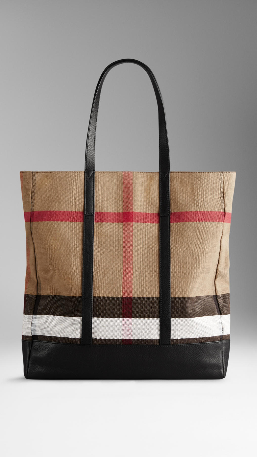 Lyst Burberry Small Canvas Check And Leather Tote Bag In Black For Men