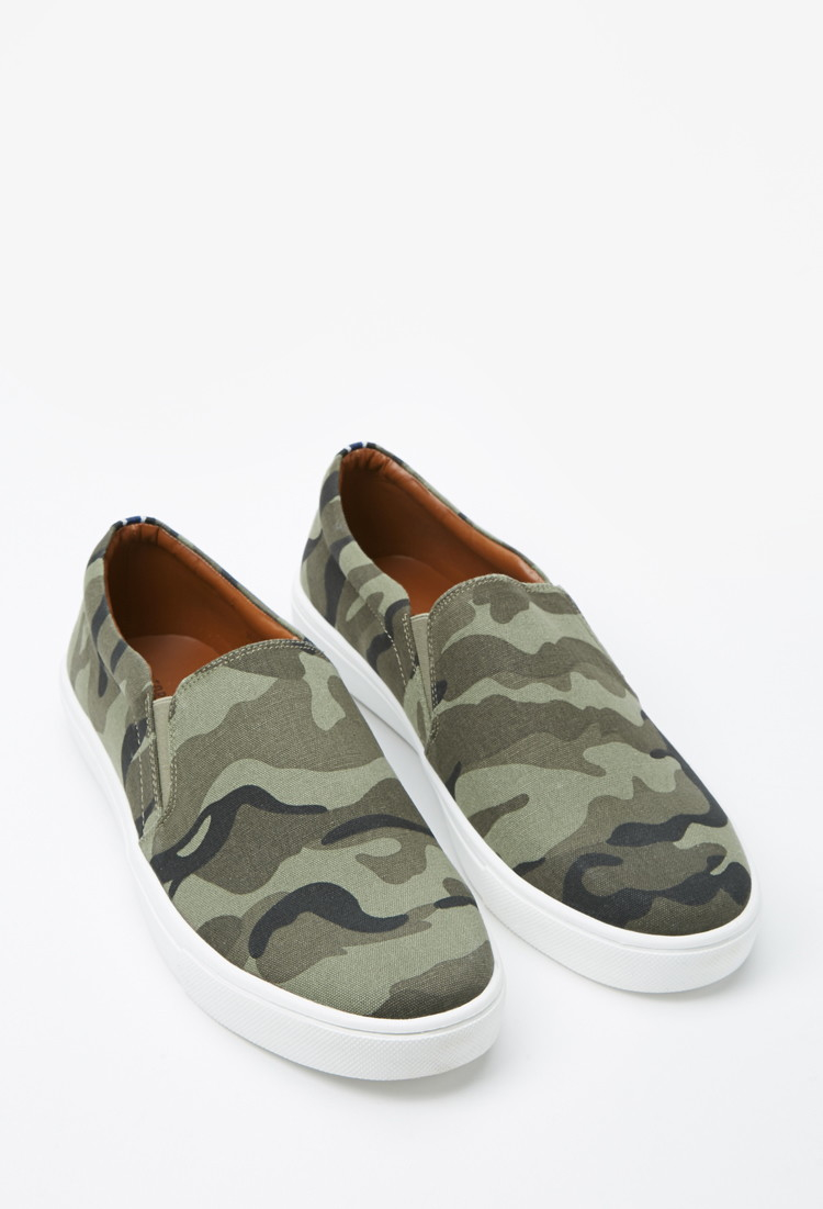 camouflage slip on shoes