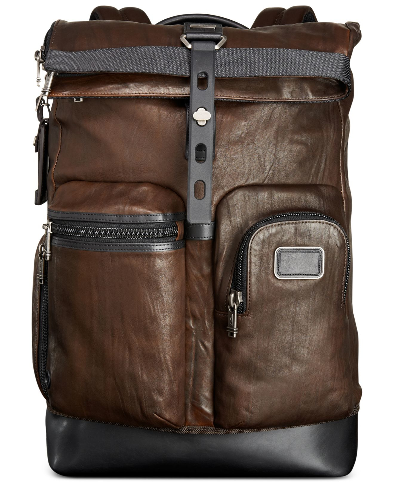 Tumi Alpha Bravo Luke Roll-top Leather Backpack in Dark Brown (Brown) for Men - Lyst