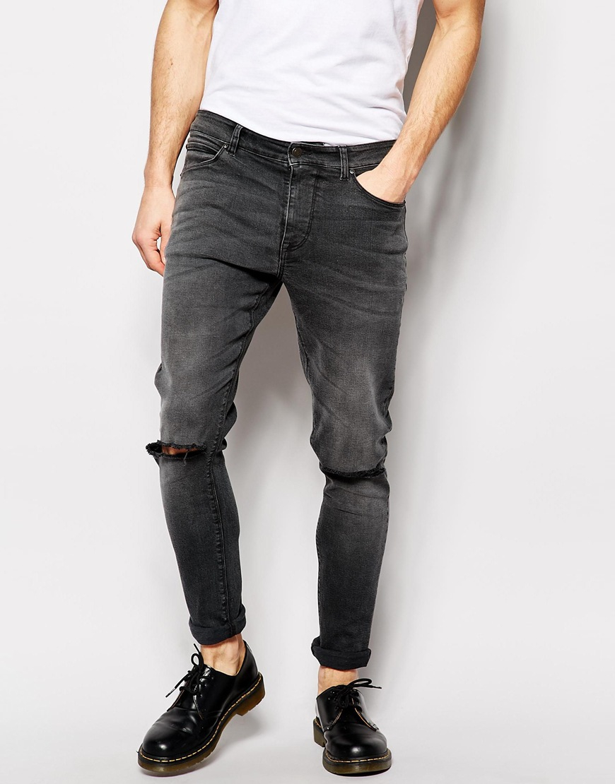 mens washed black jeans
