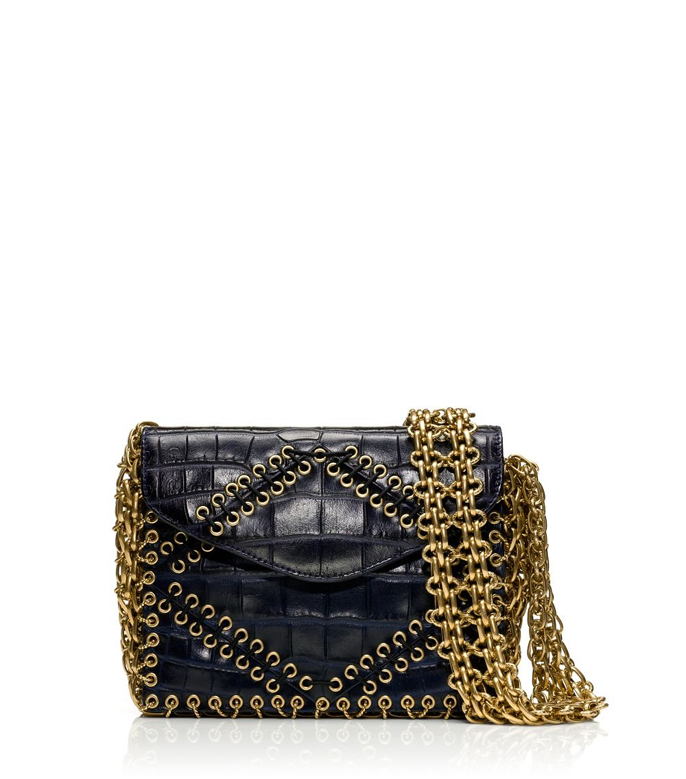 Lyst - Tory Burch Chain-Gusset Shoulder Bag in Blue