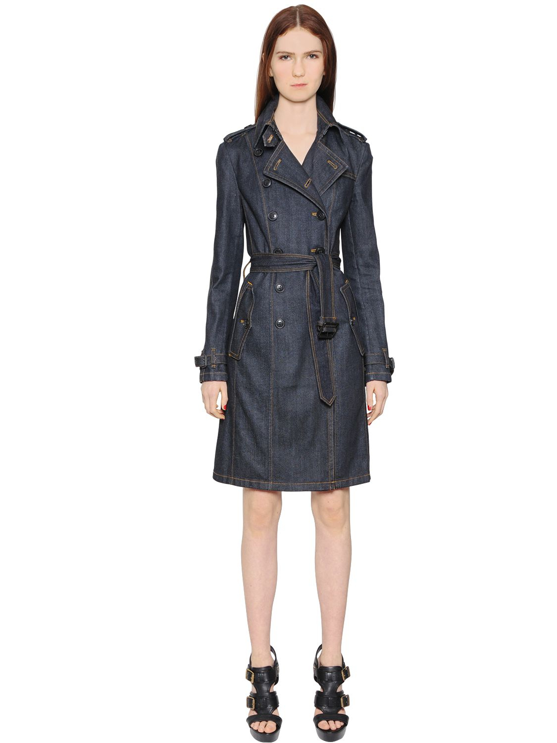 Burberry Brit Cotton Denim Trench Coat 