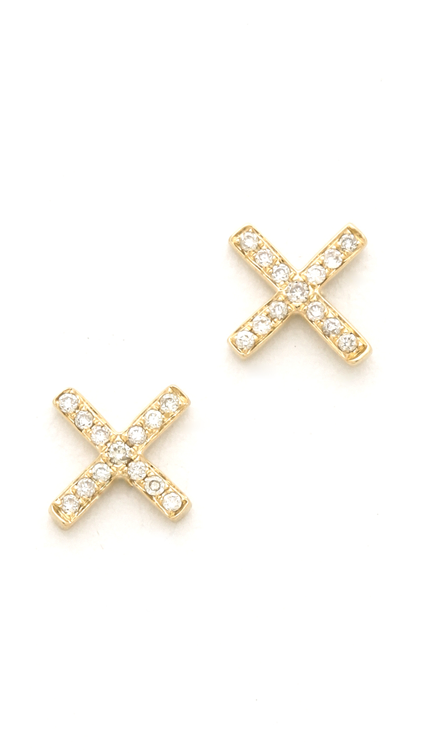 Lyst Ef Collection Pave Diamond X Stud Earrings In Metallic Gallery