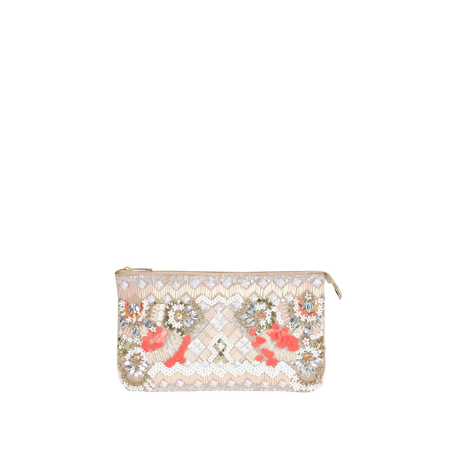 River island Light Pink Beaded Clutch Bag in Floral (pink) | Lyst