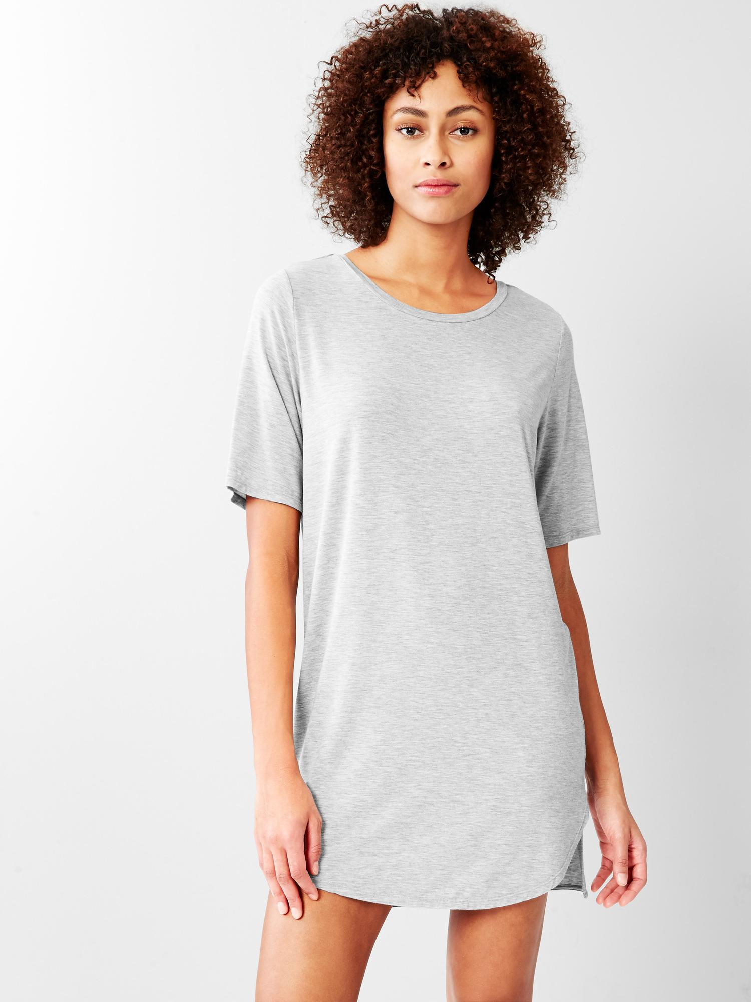 Gap Pure Body Essentials TShirt Dress in Gray (light heather grey) Lyst