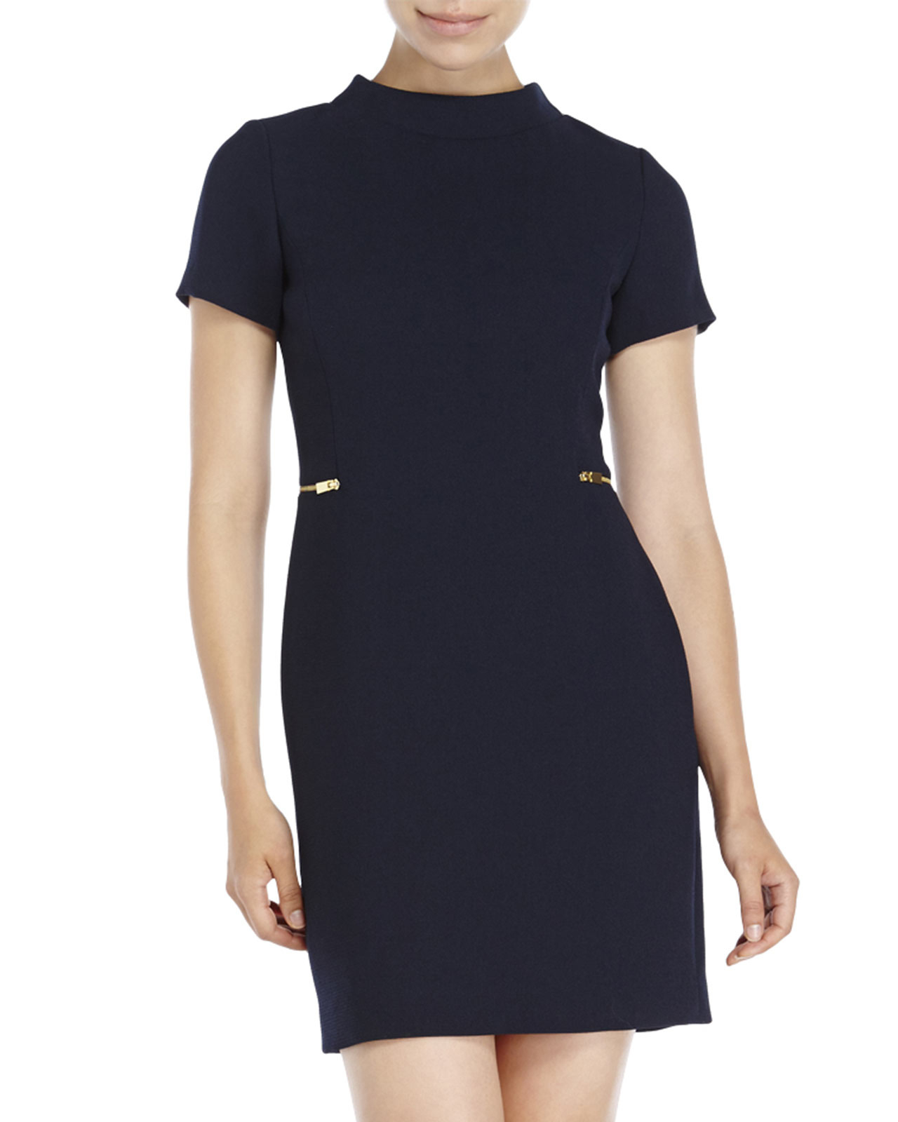 Tahari Petite Short Sleeve Dress in Navy (Blue) - Lyst