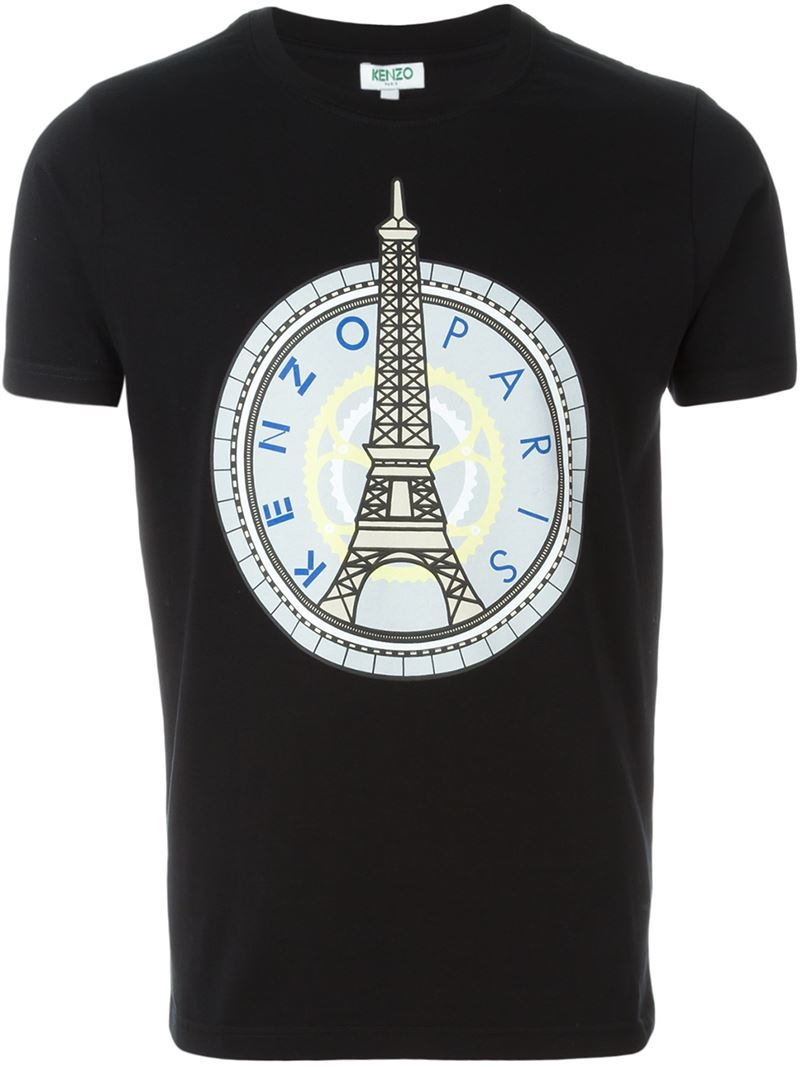 KENZO Cotton 'eiffel Tower' T-shirt in Black for Men - Lyst