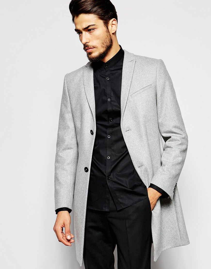 Noak Wool Overcoat In Super Skinny Fit - Gray for Men - Lyst