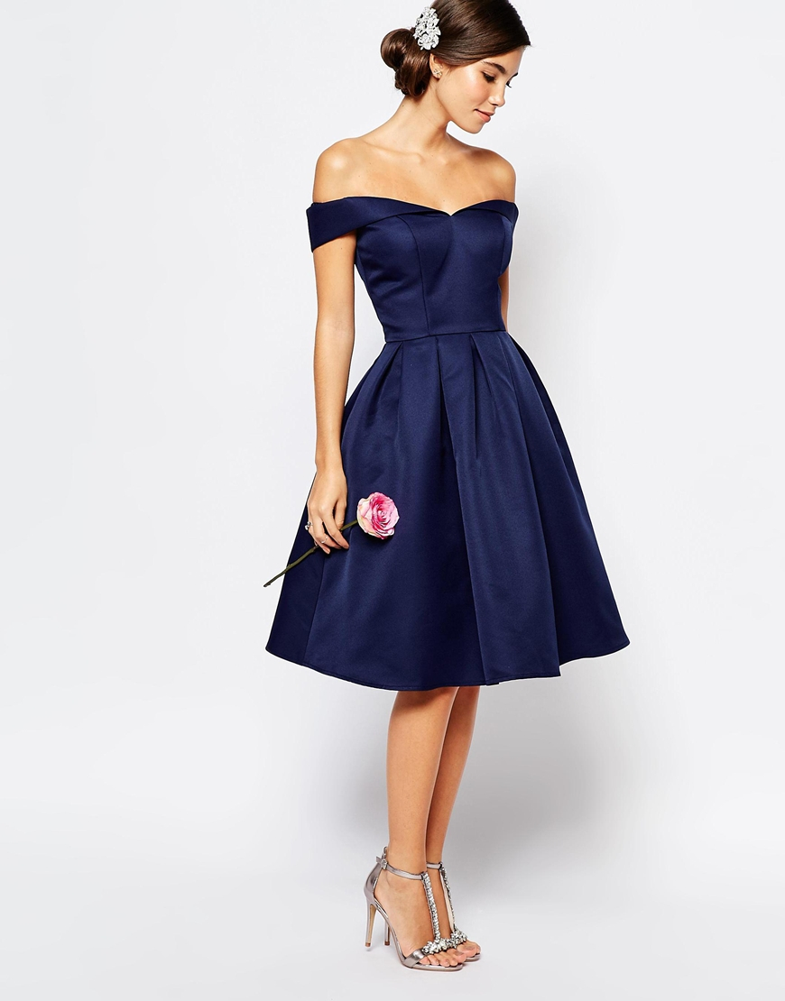 chi chi london navy bardot dress