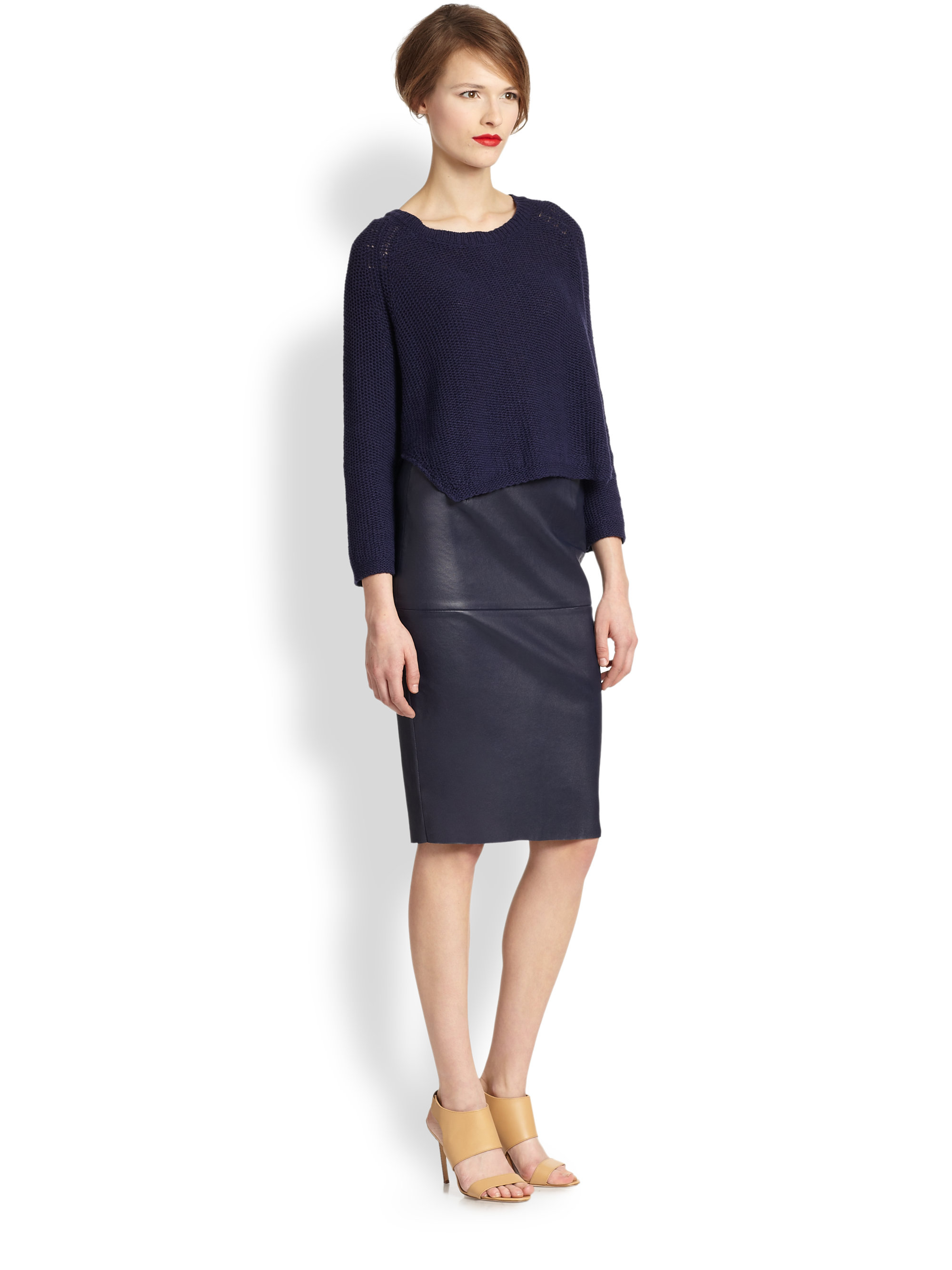 Lyst - By Malene Birger Dolila Leather Skirt in Blue