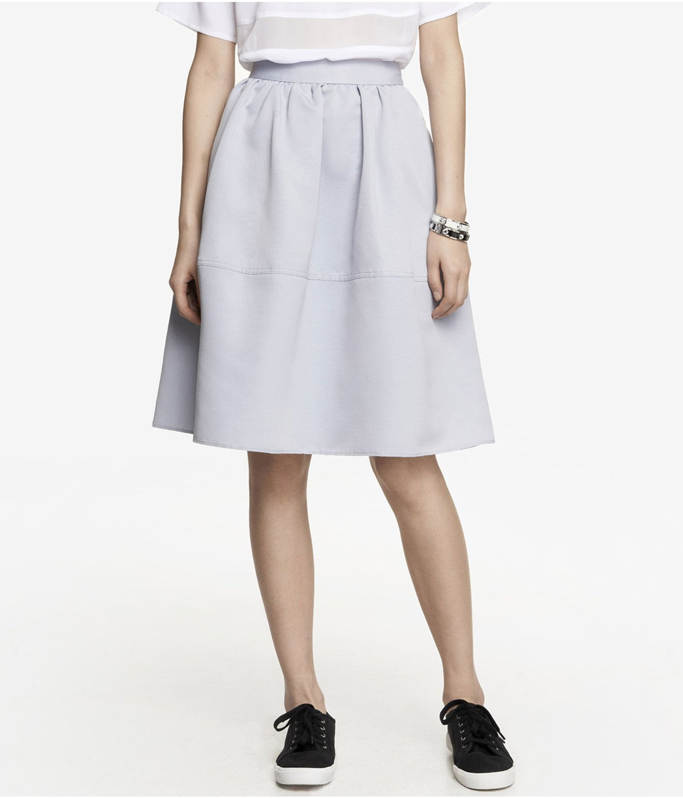 Express High Waist Full Midi Skirt in Gray (PALE GRAY) Lyst