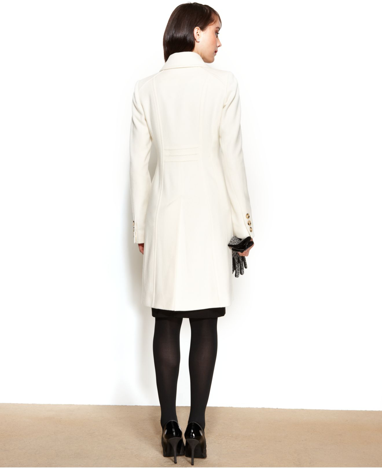 anne klein white wool coat