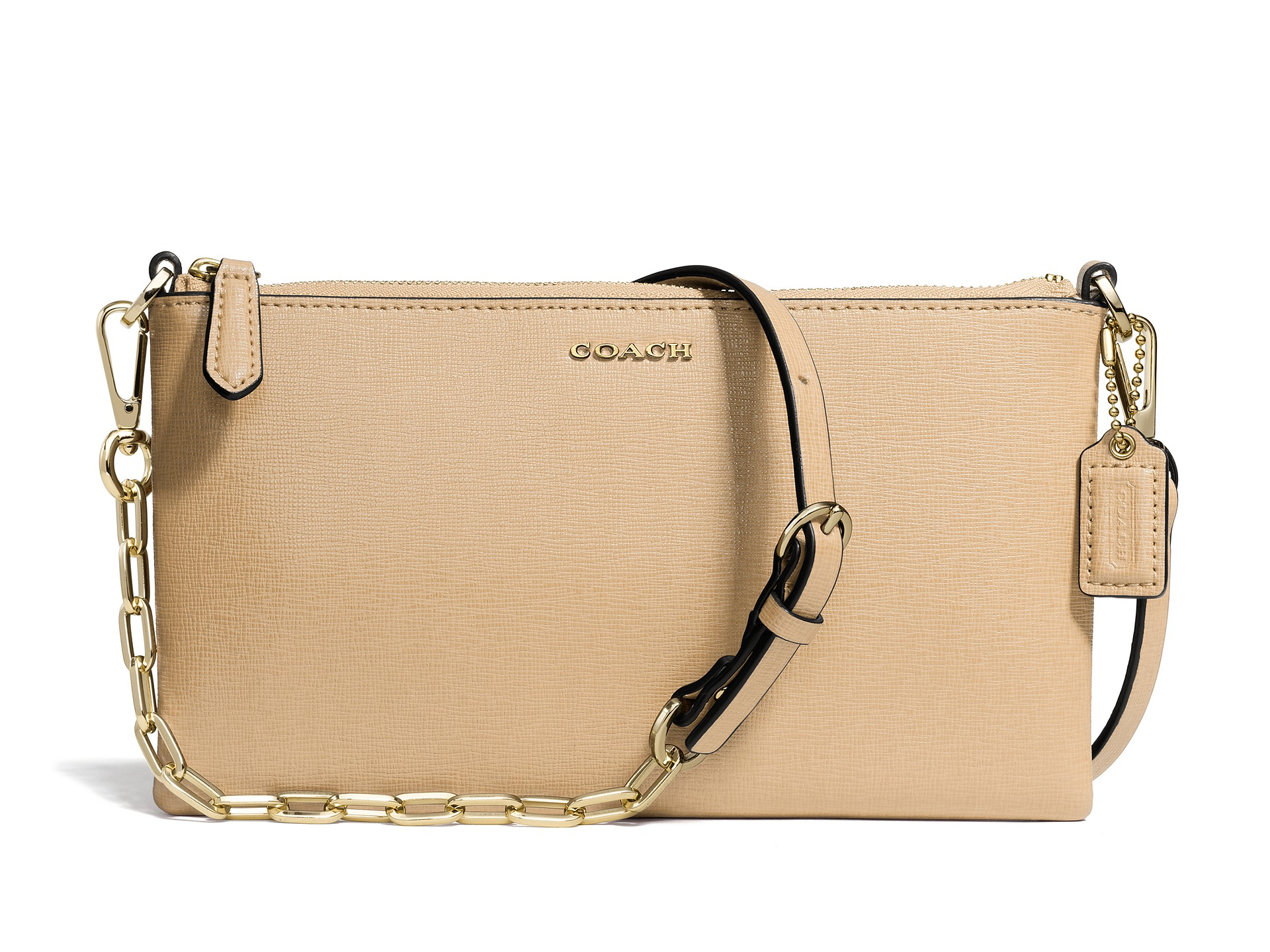 Coach Saffiano Leather Kylie Crossbody in Beige (Light Gold/Tan) Lyst