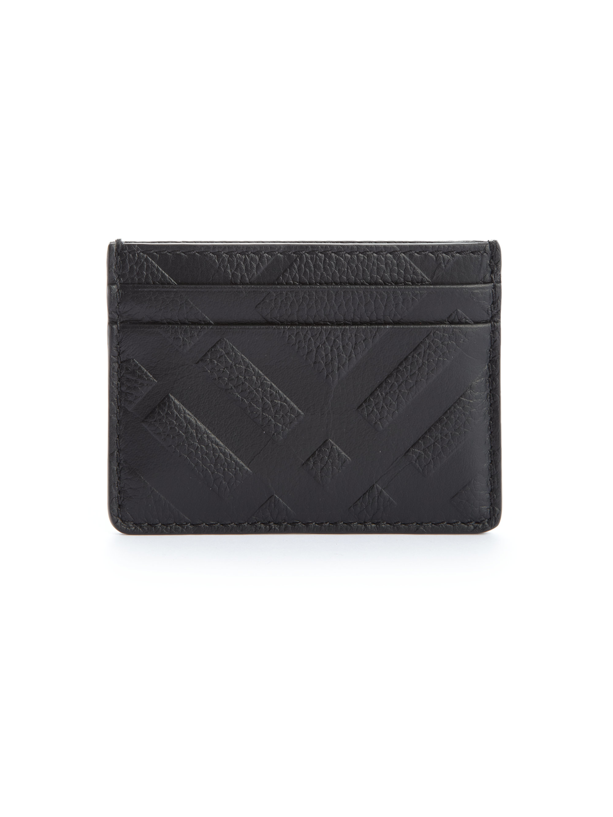 check embossed leather card case