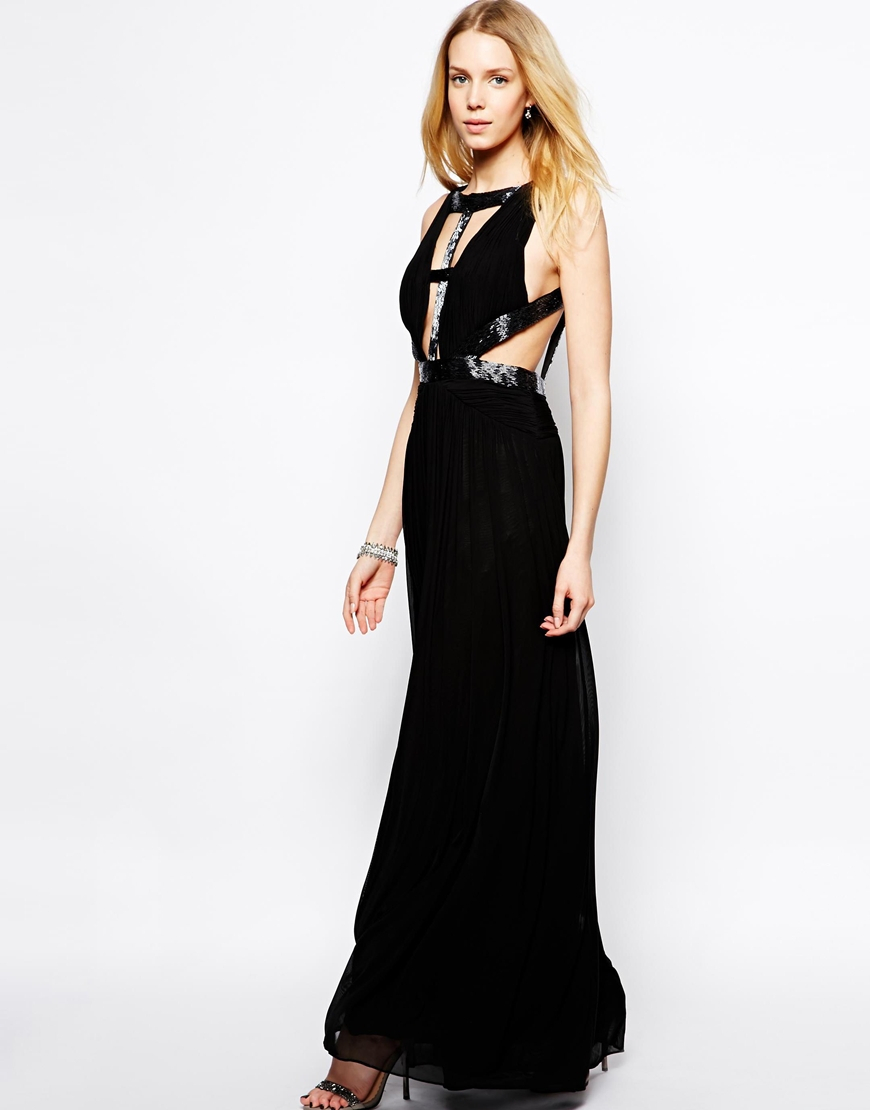 Forever Unique Issy Maxi Dress With Cut Outs And Embellishment in Black ...