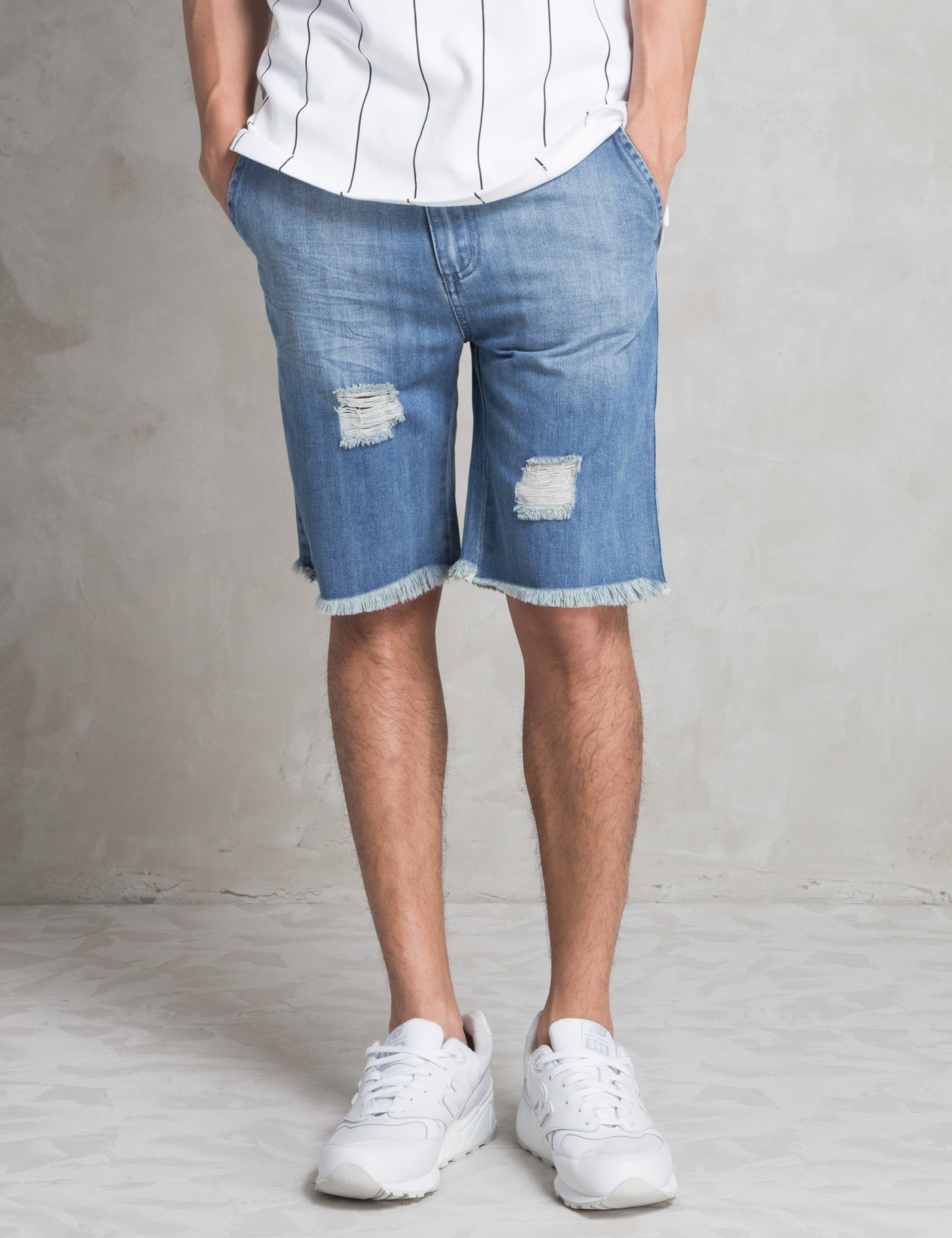 I Love Ugly Light Blue Stressed Denim Shorts in Blue for Men Lyst