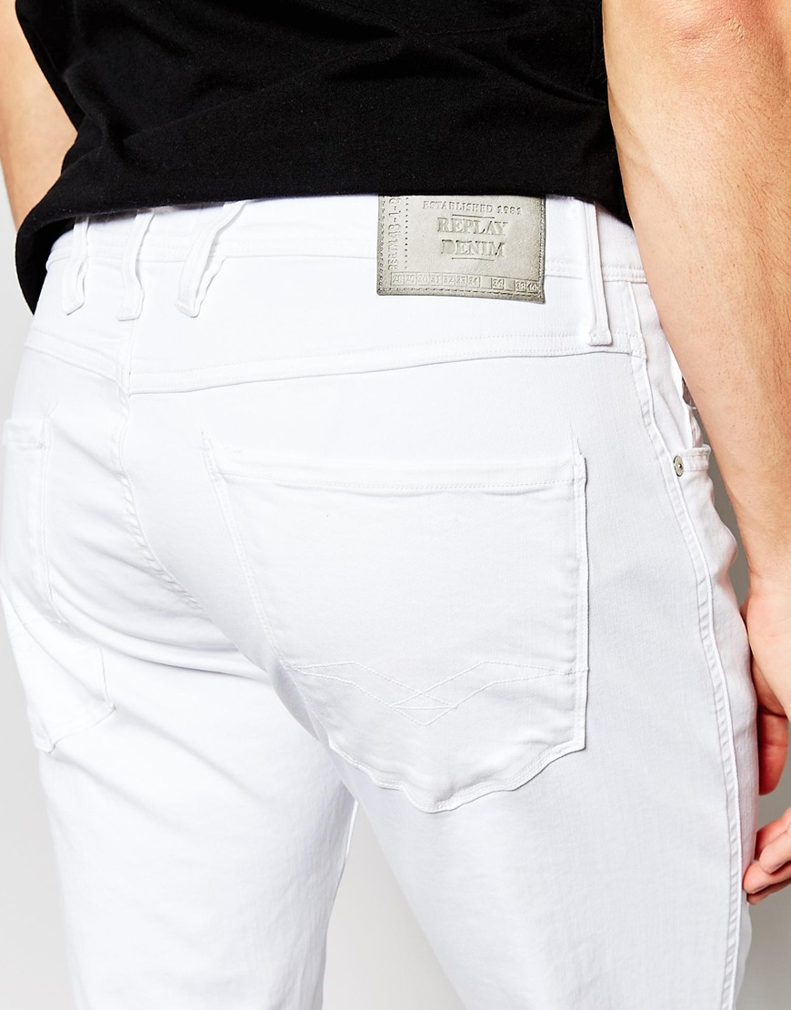 Replay Jeans Hyperflex Anbass Slim Fit White Superstretch for Men | Lyst  Canada