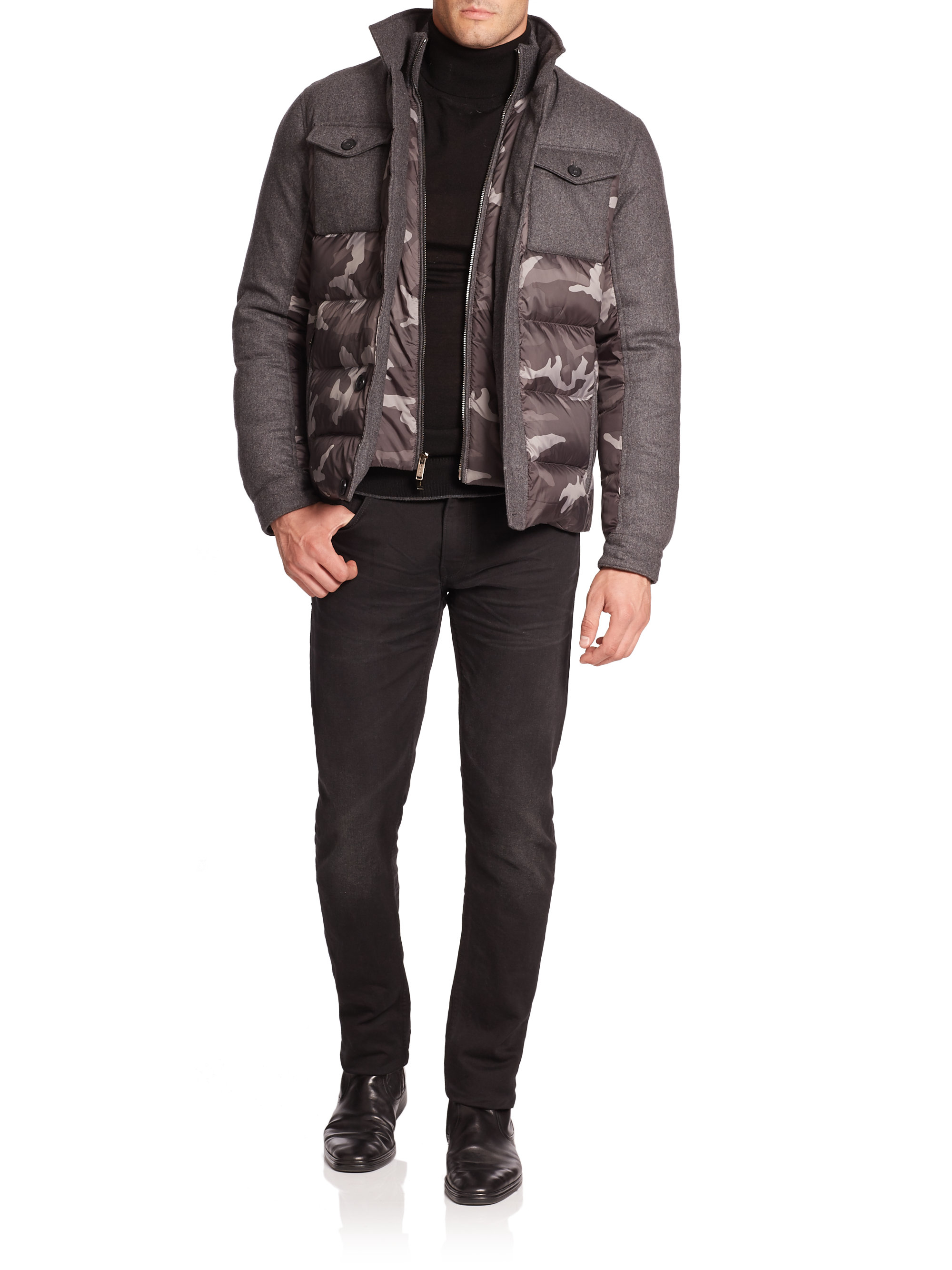 Lyst Michael kors Camo Puffer Jacket in Gray for Men
