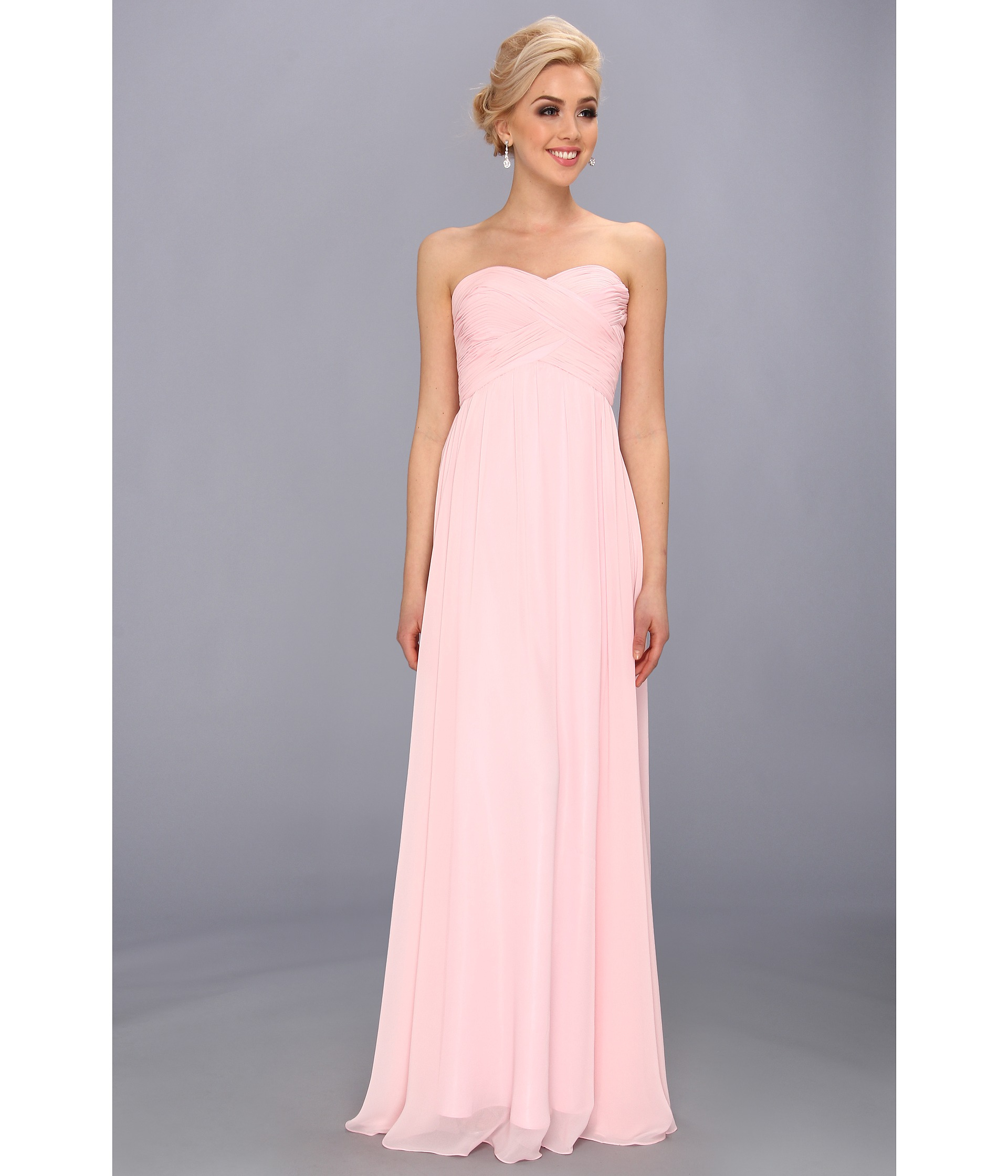 Faviana Strapless Sweetheart Chiffon Dress 7338 In Ice Pink Pink Lyst 6525