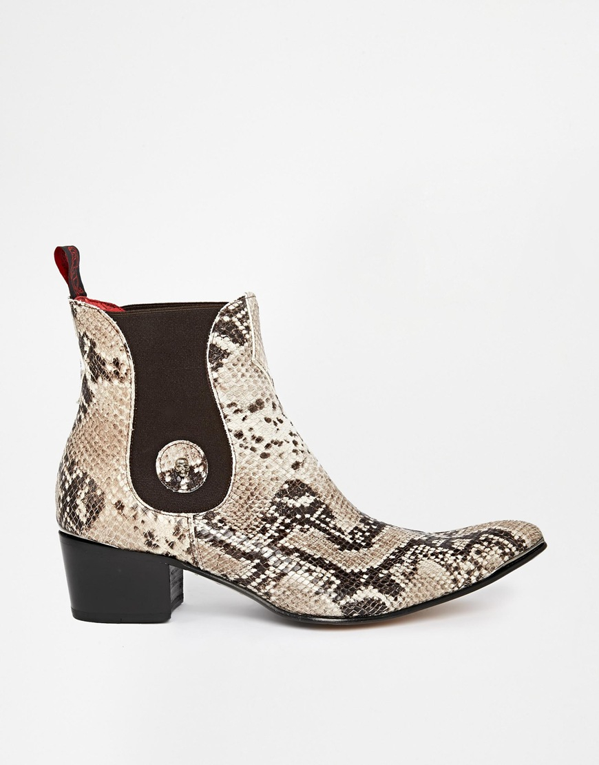 Jeffery Snake Chelsea Boots in Natural for Men | Lyst