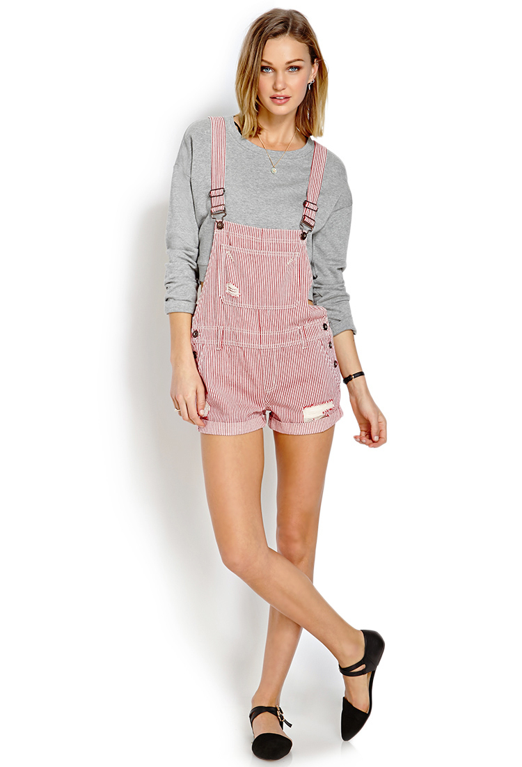red overall shorts womens