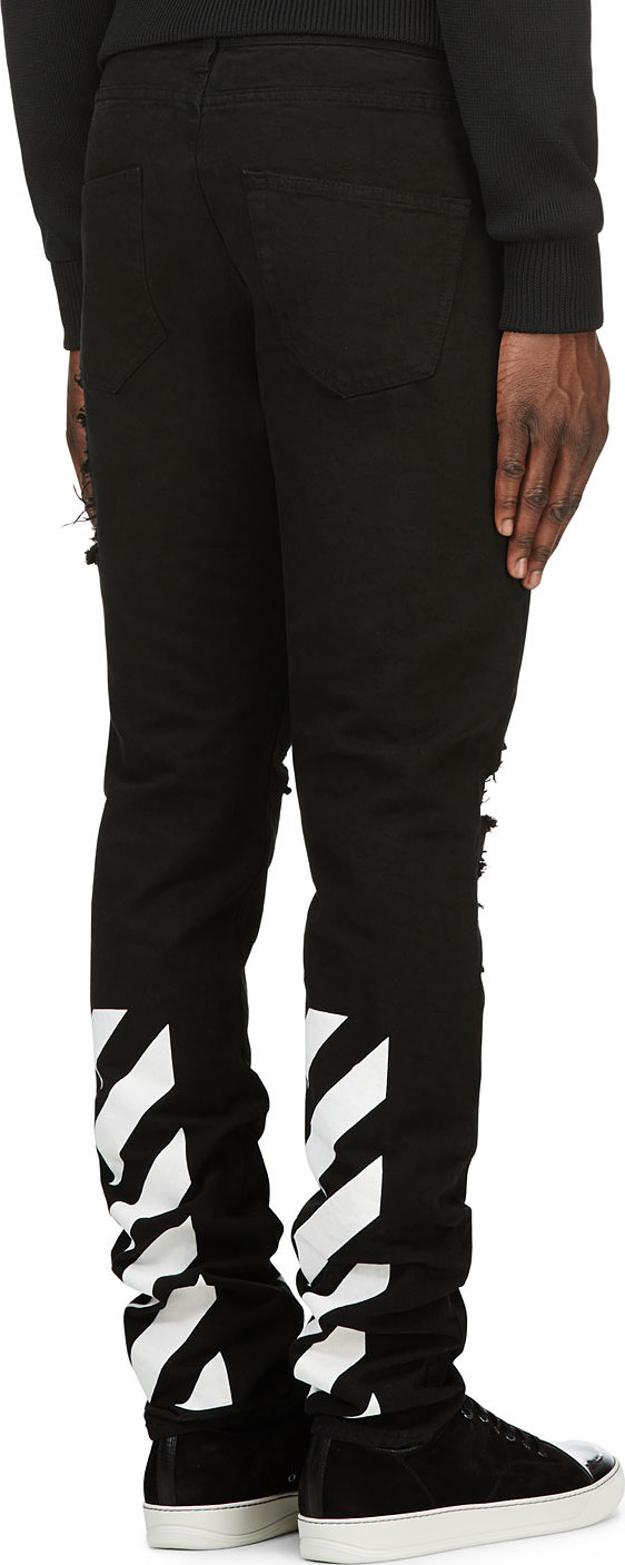 off white black denim jeans