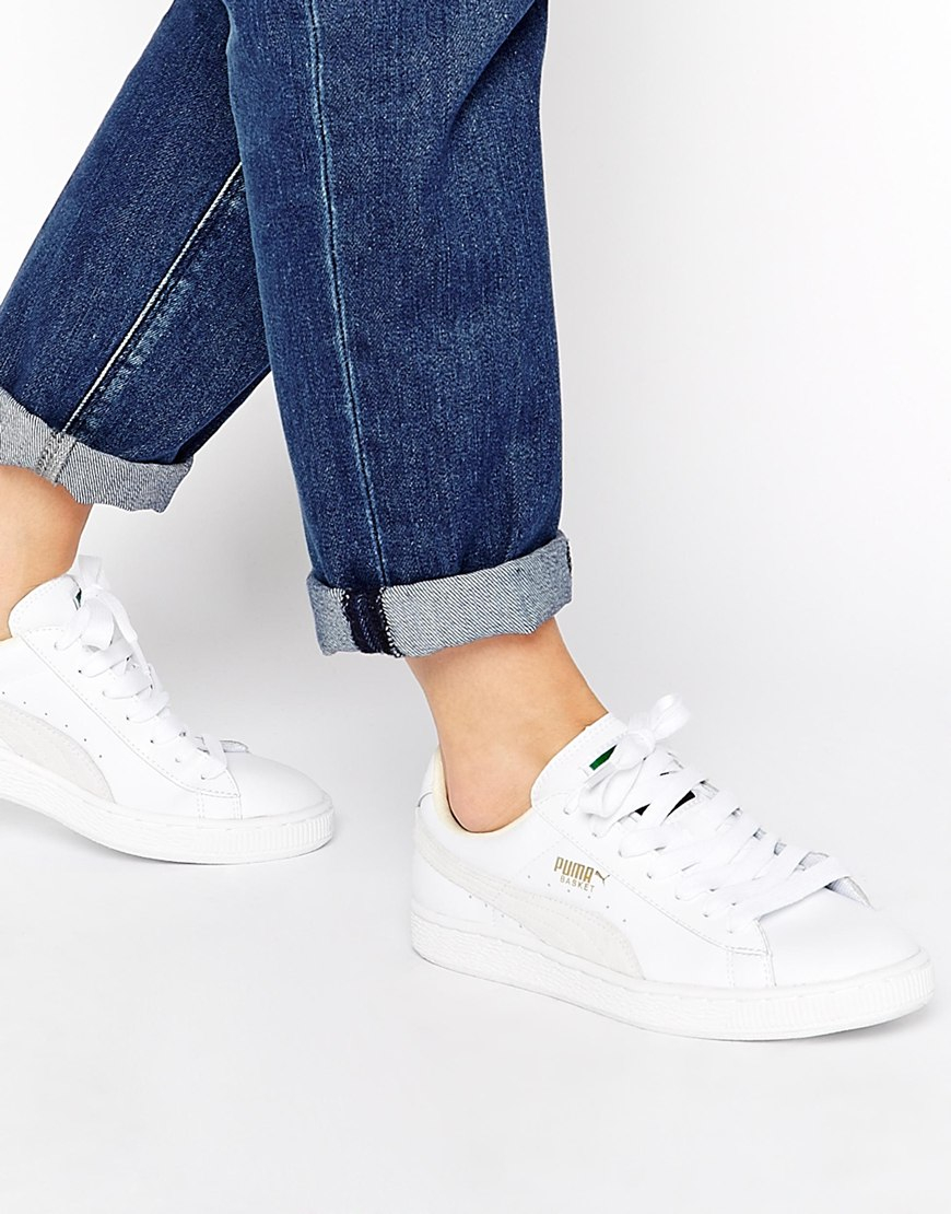 PUMA Basket Classic White Sneakers - Lyst