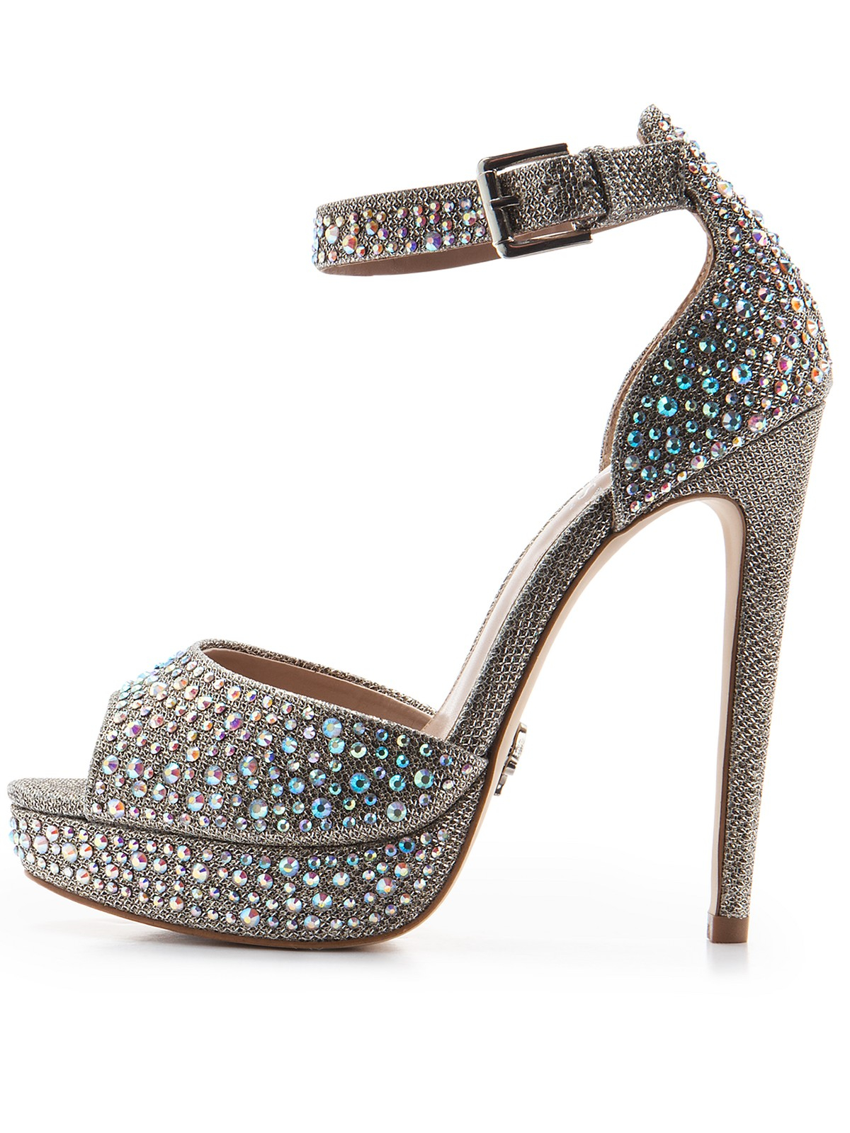 Lipsy Maddison Glitter Platform Sandals in Gray (gunmetal) | Lyst