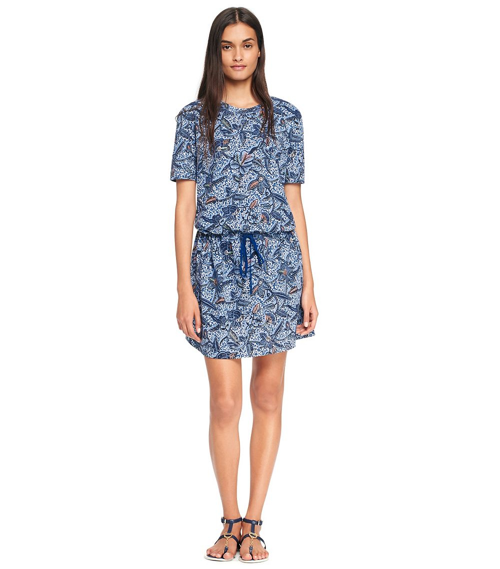 Tory Burch Drawstring Waist TShirt Dress in Blue Lyst
