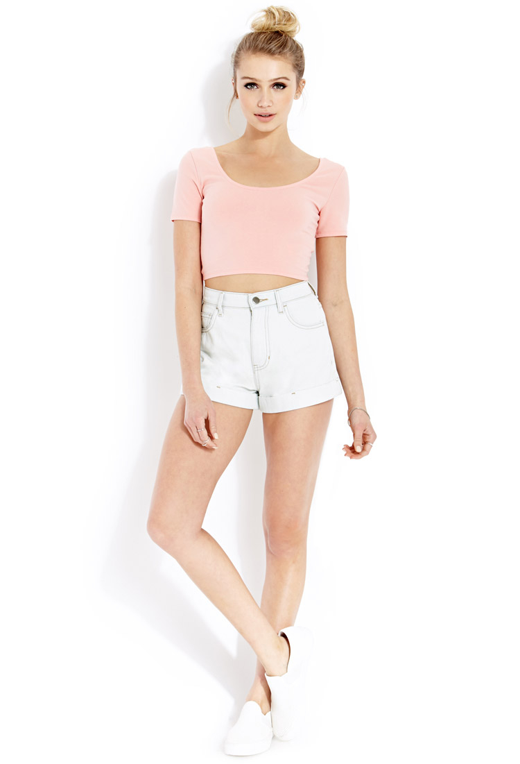 Forever 21 Sweet Lace Crop Top in Coral (Pink) - Lyst