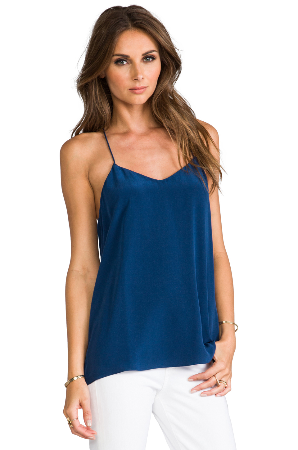 Tibi Silk Cami in Navy (Blue) - Lyst