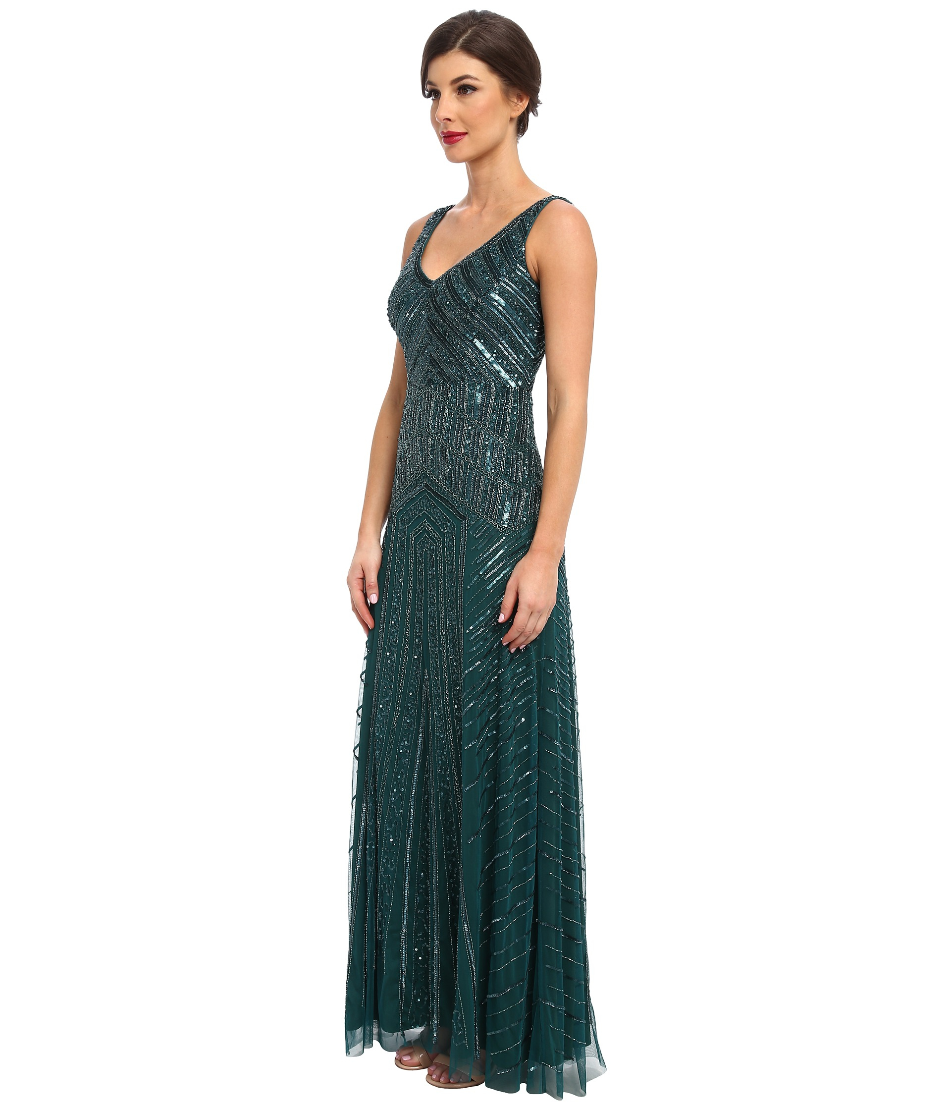 Adrianna papell green beaded cheap dress