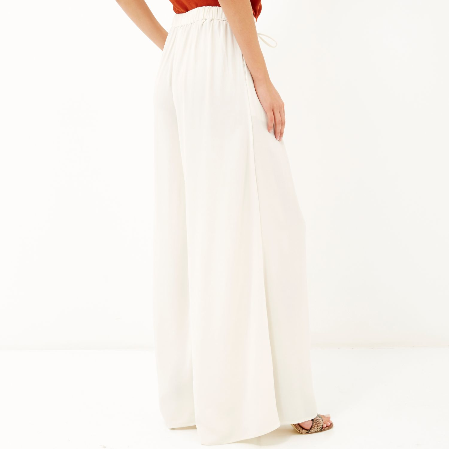 River Island Cream Drawstring Palazzo Pants in Natural Lyst