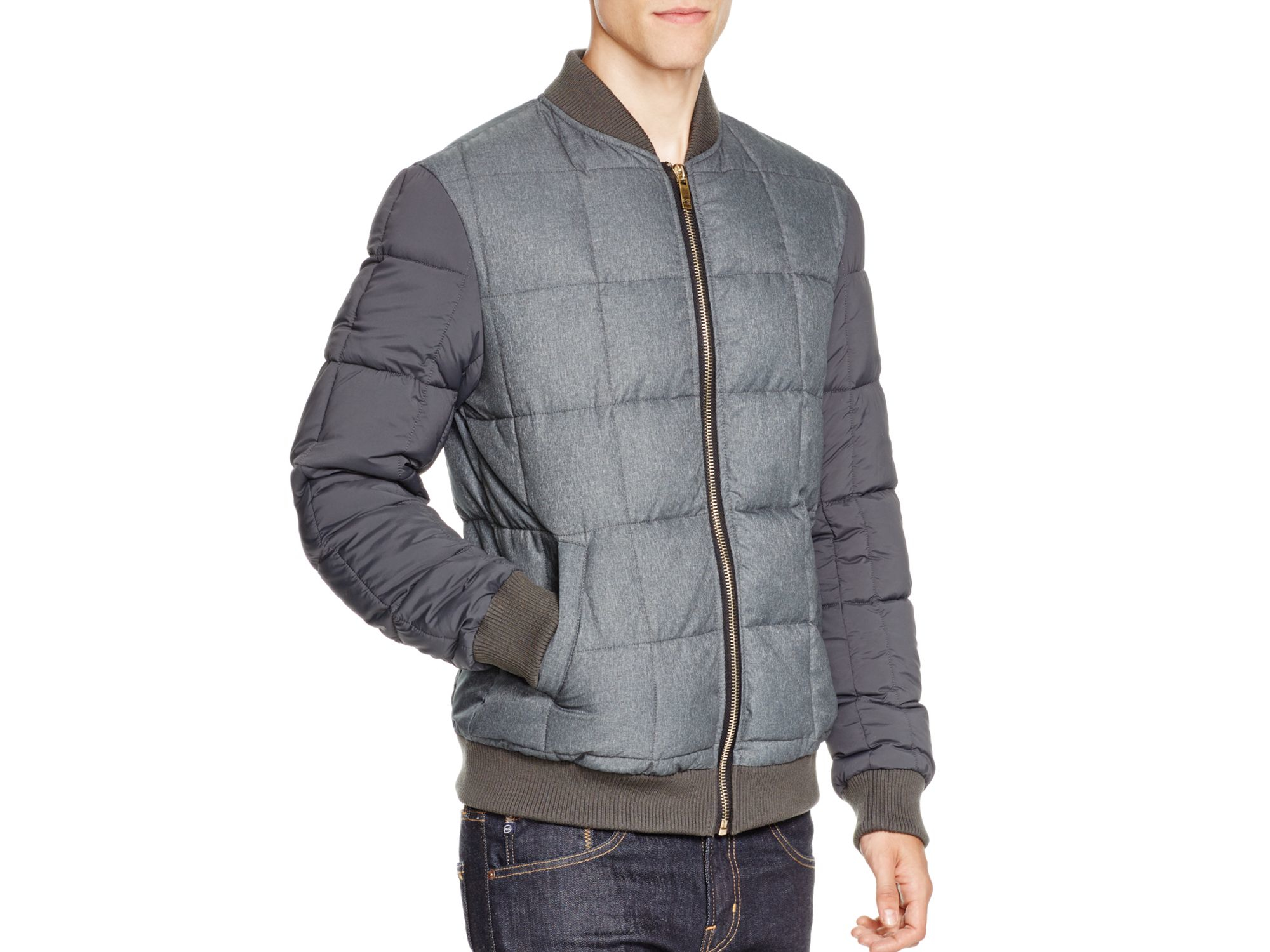 Scotch & Soda Synthetic Quilted Nylon Bomber Jacket in Grey (Gray) for Men  - Lyst