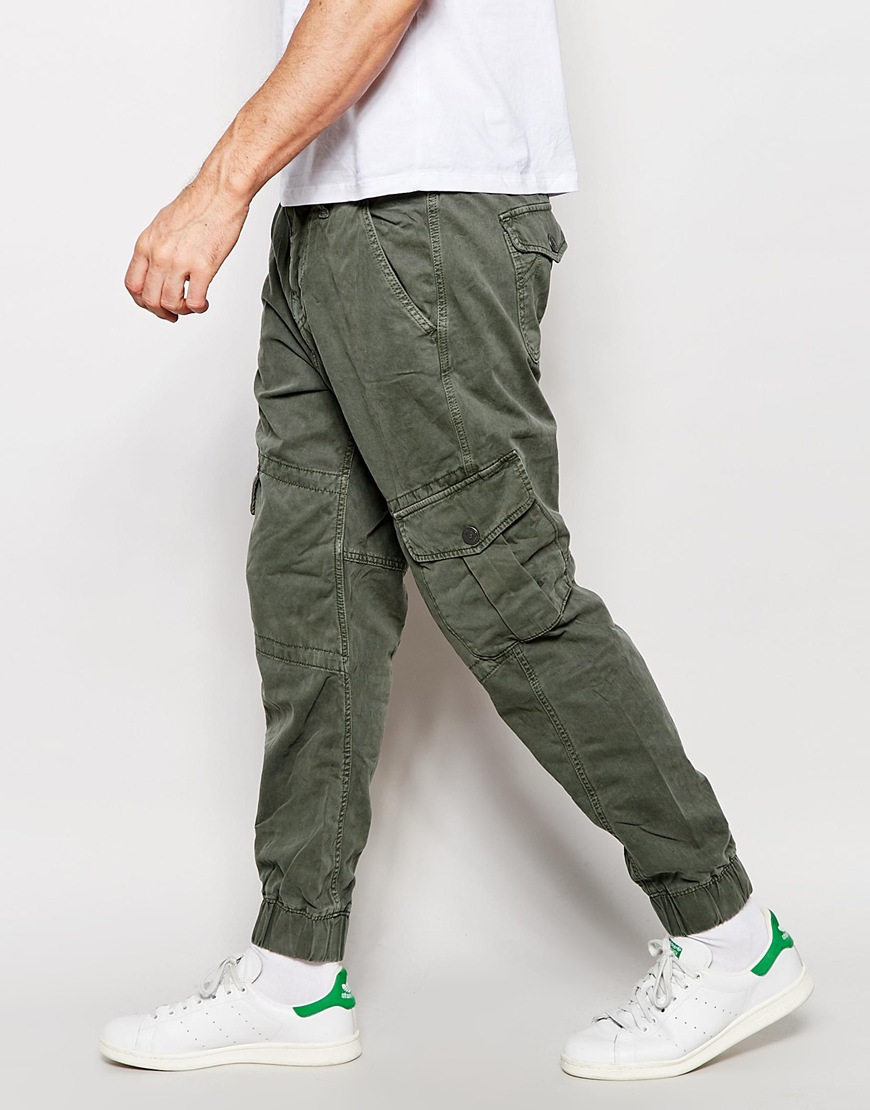 New Look Tapered Cargo Trousers in Natural for Men | Lyst