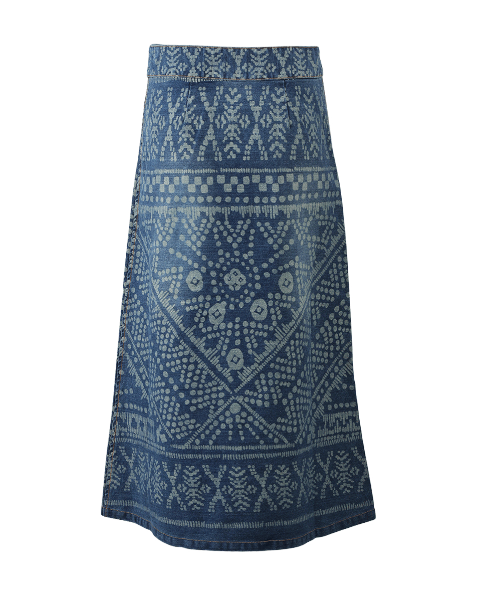 denim print skirt
