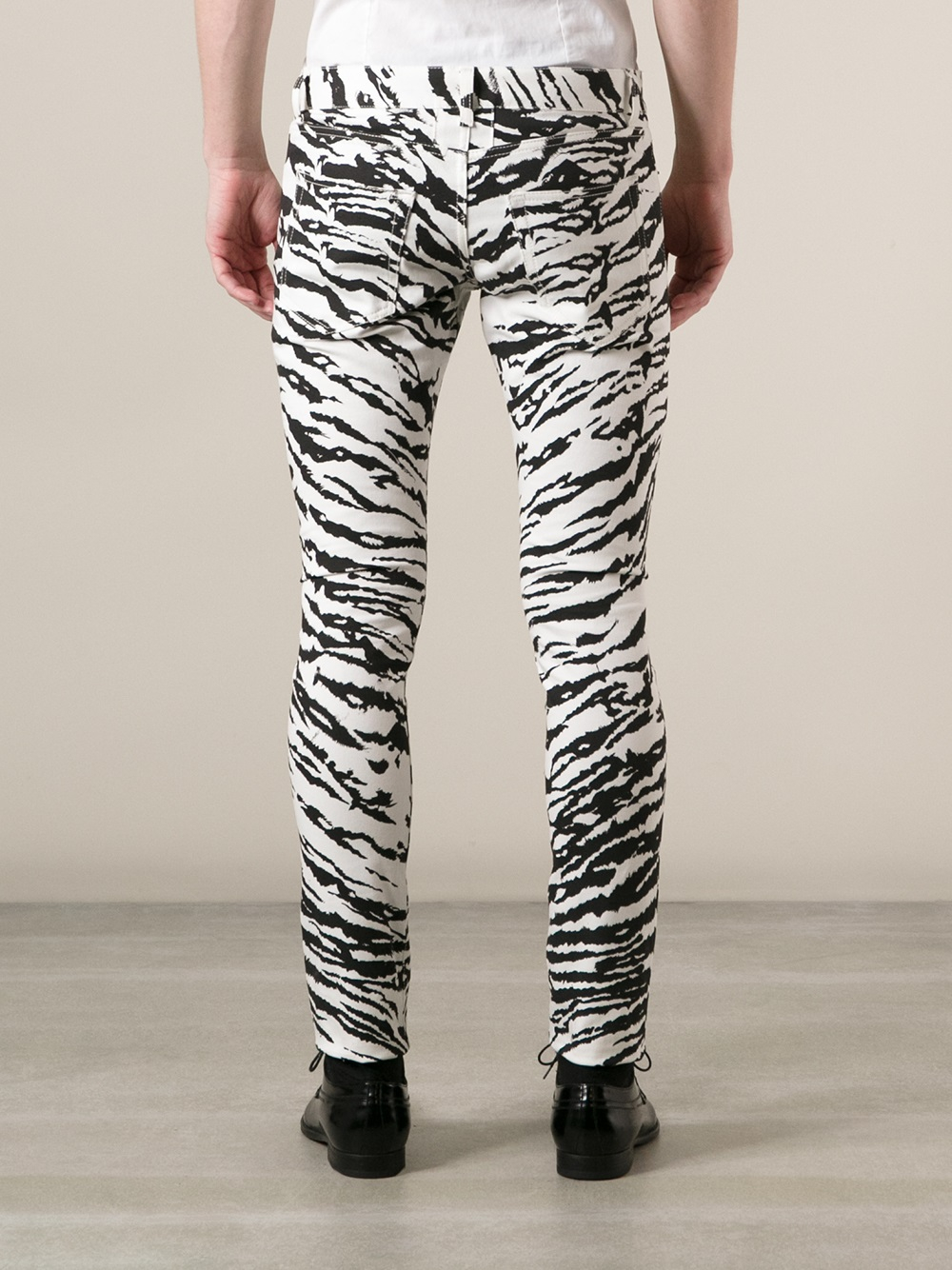 Saint Laurent Zebra Print Skinny Jean in Black for Men | Lyst