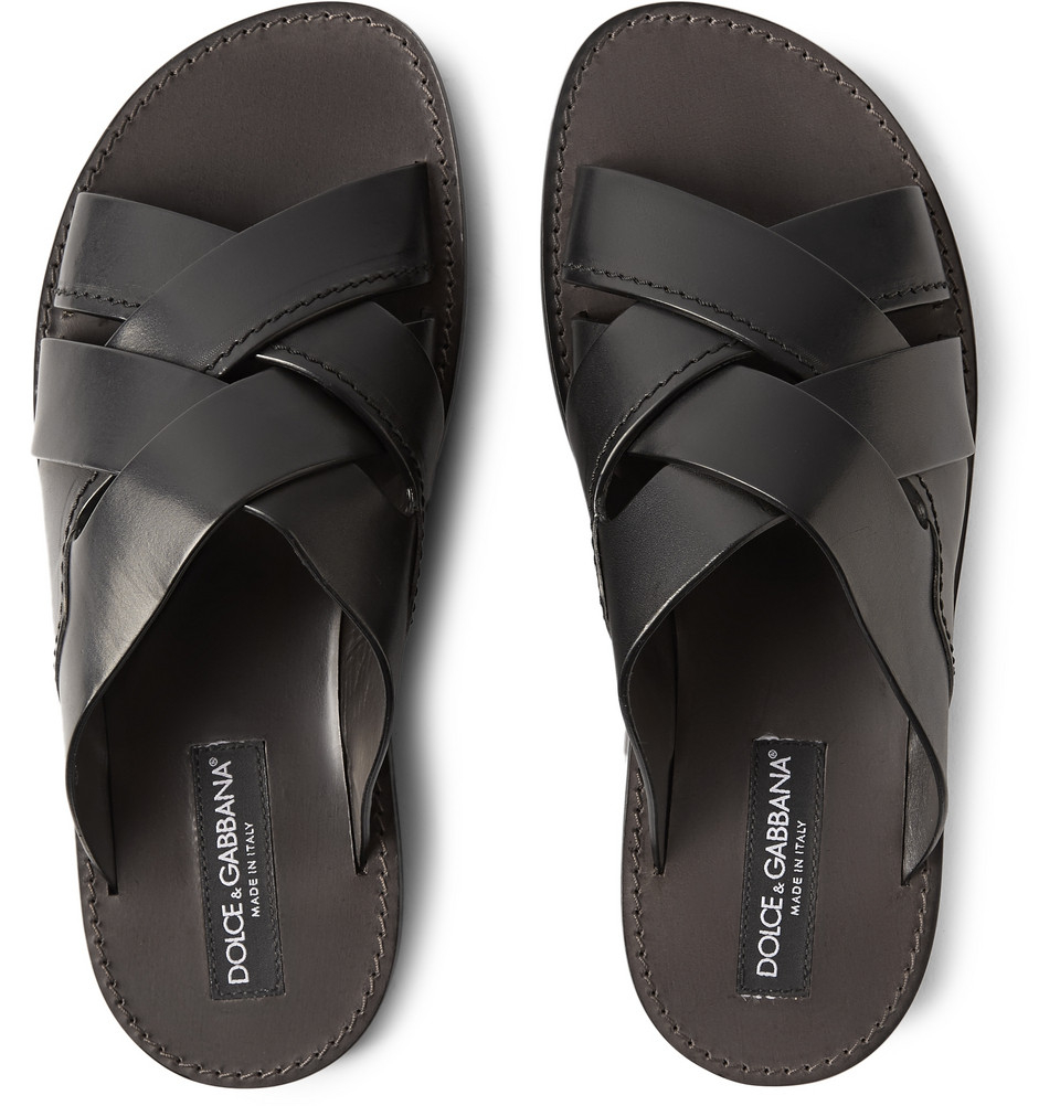 Dolce & Gabbana Leather Sandals in Black for Men - Lyst